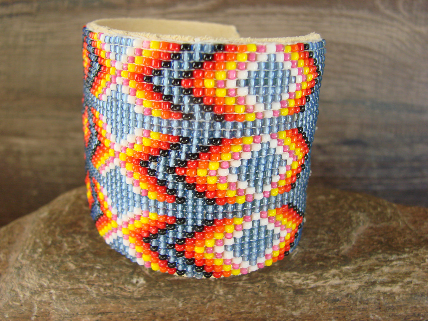 Large Navajo Indian Hand Beaded Bracelet by Jacklyn Cleveland