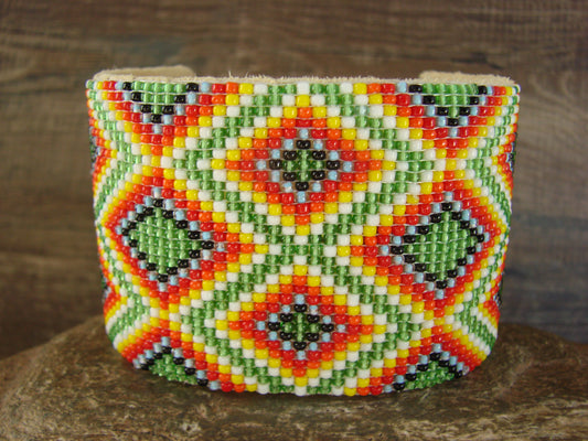 Large Navajo Indian Hand Beaded Bracelet by Jacklyn Cleveland