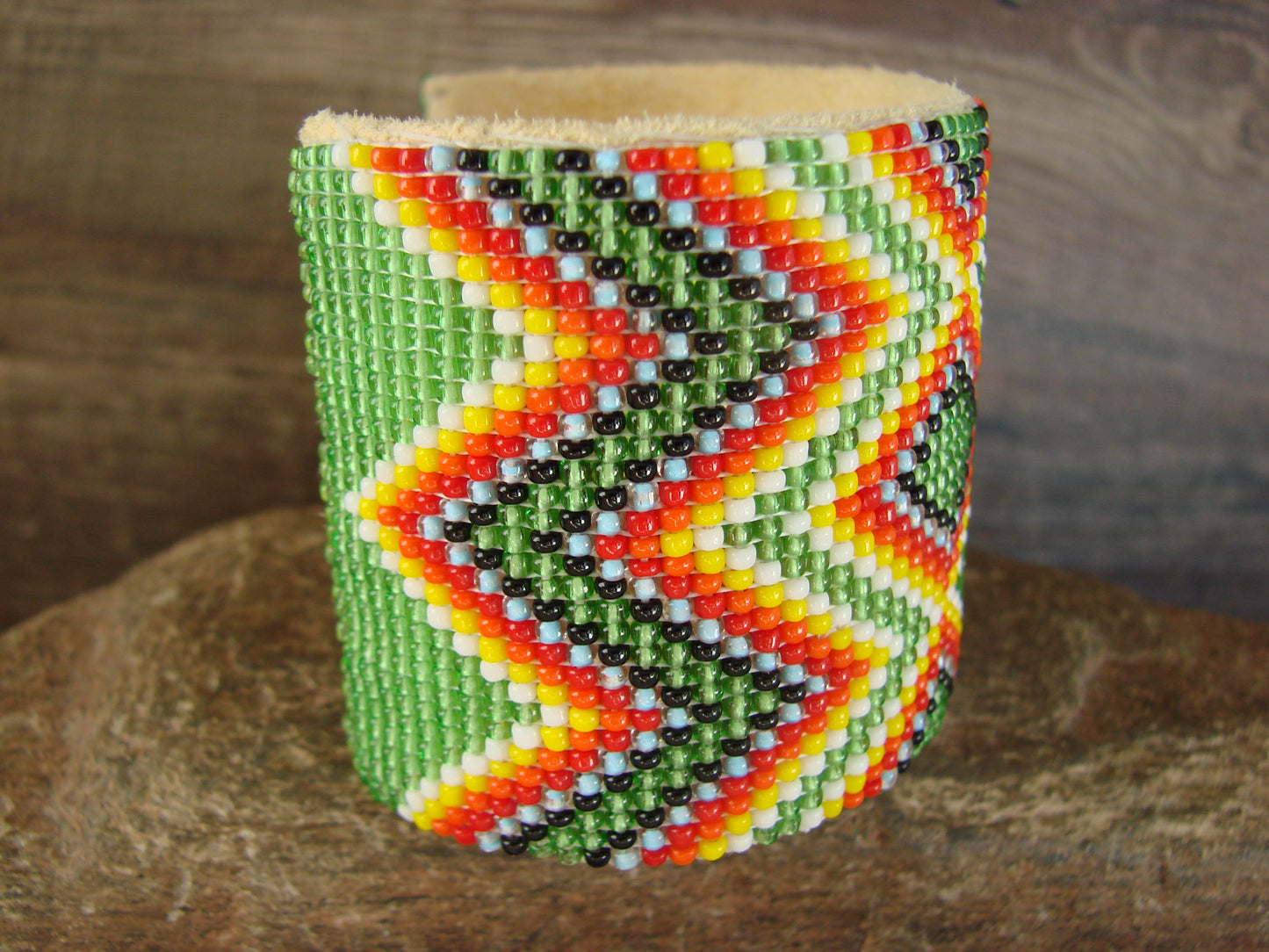 Large Navajo Indian Hand Beaded Bracelet by Jacklyn Cleveland