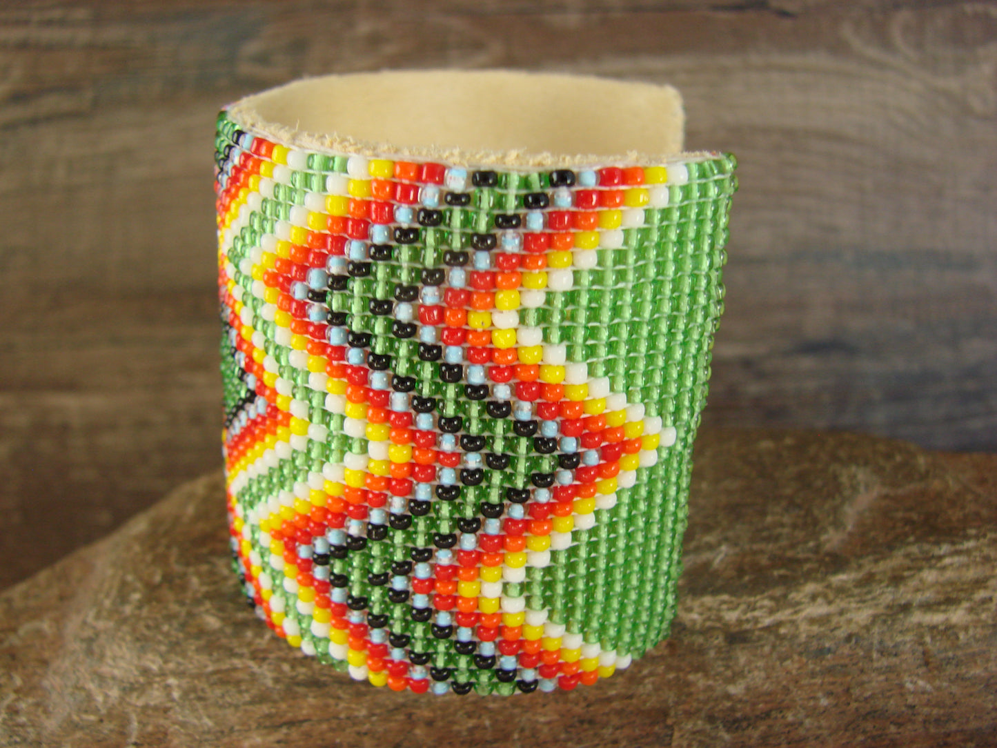 Large Navajo Indian Hand Beaded Bracelet by Jacklyn Cleveland