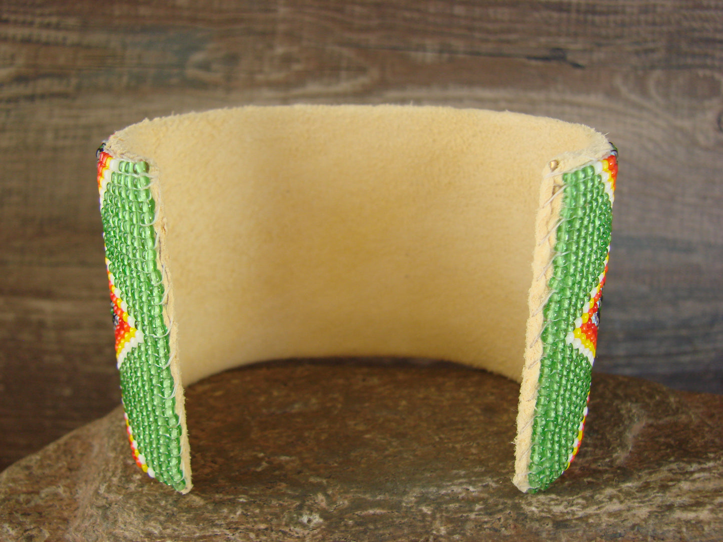 Large Navajo Indian Hand Beaded Bracelet by Jacklyn Cleveland