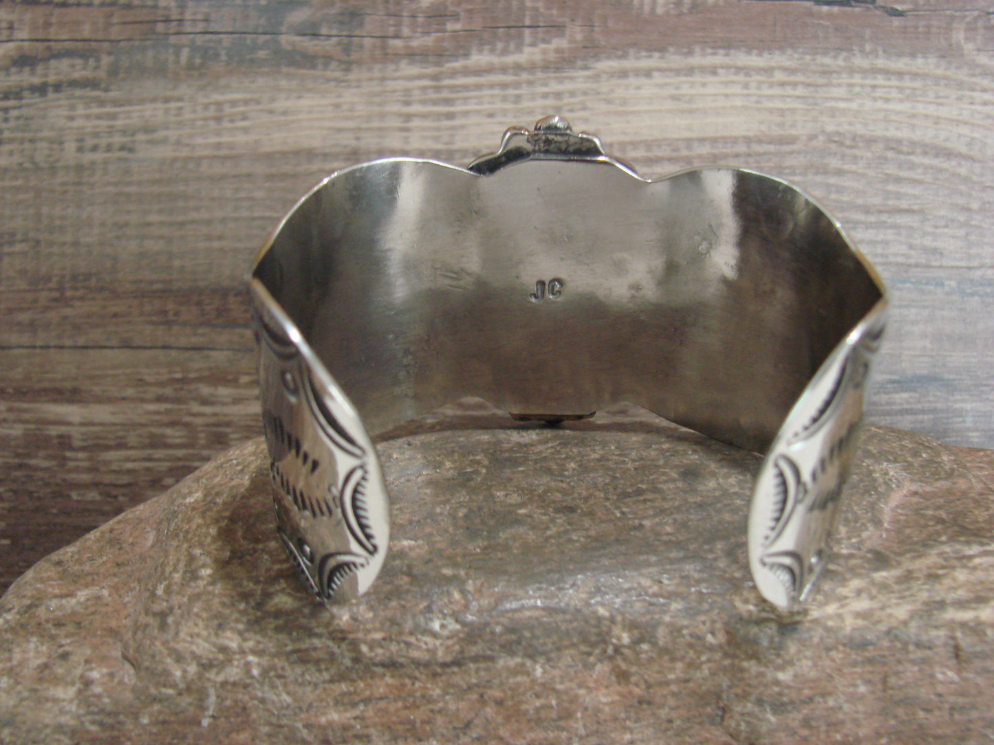 Navajo Indian Nickel Silver & Turquoise Bracelet by Cleveland