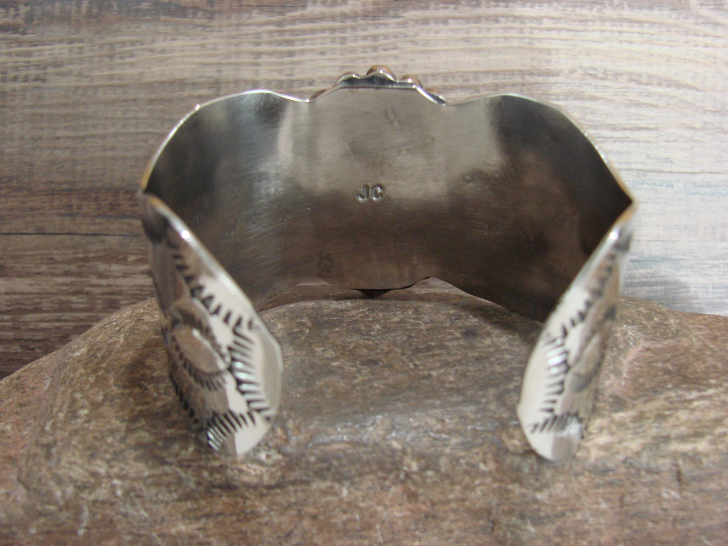 Navajo Indian Nickel Silver & Turquoise Bracelet by Cleveland