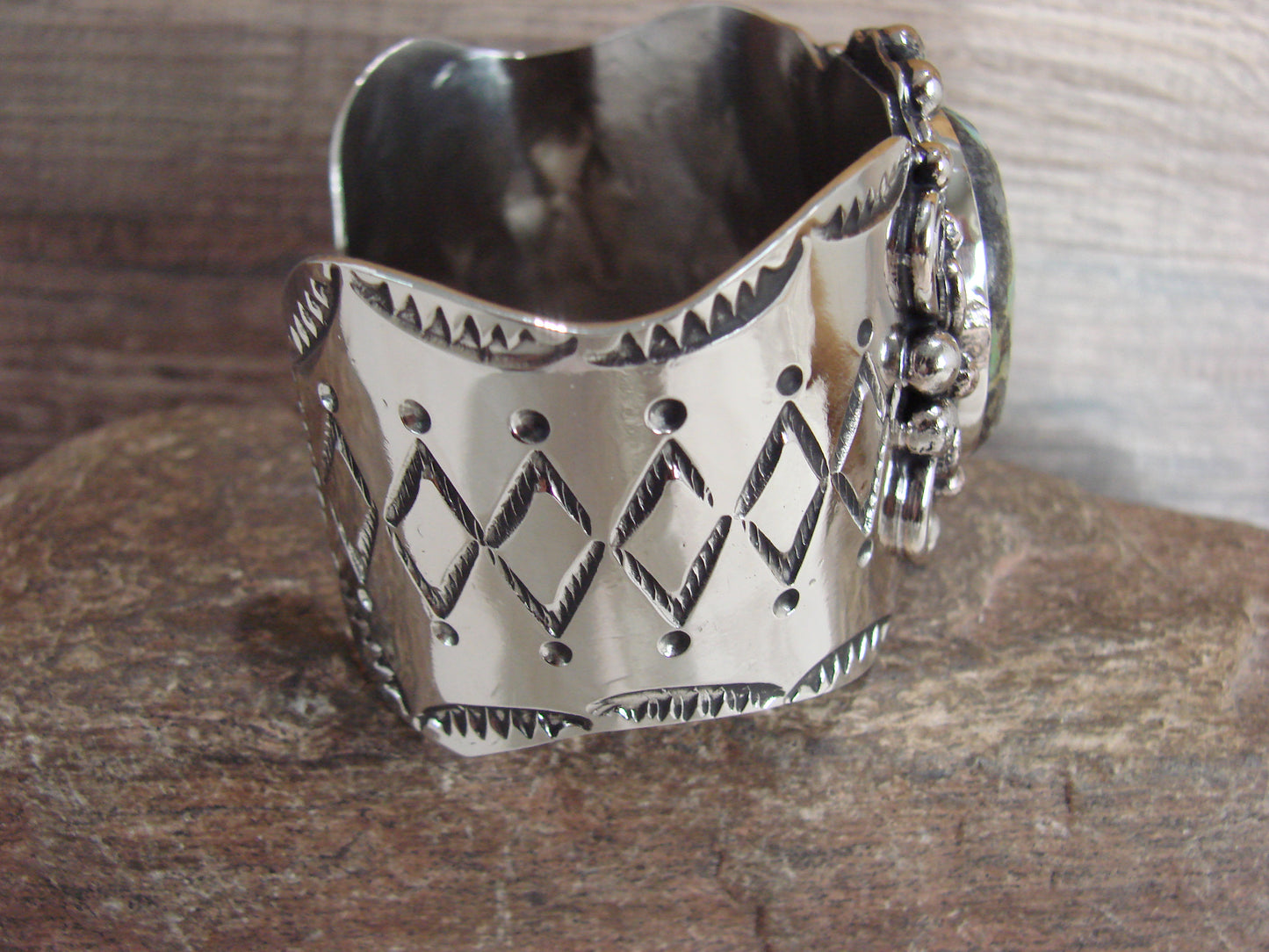 Navajo Indian Nickel Silver & Turquoise Bracelet by Cleveland