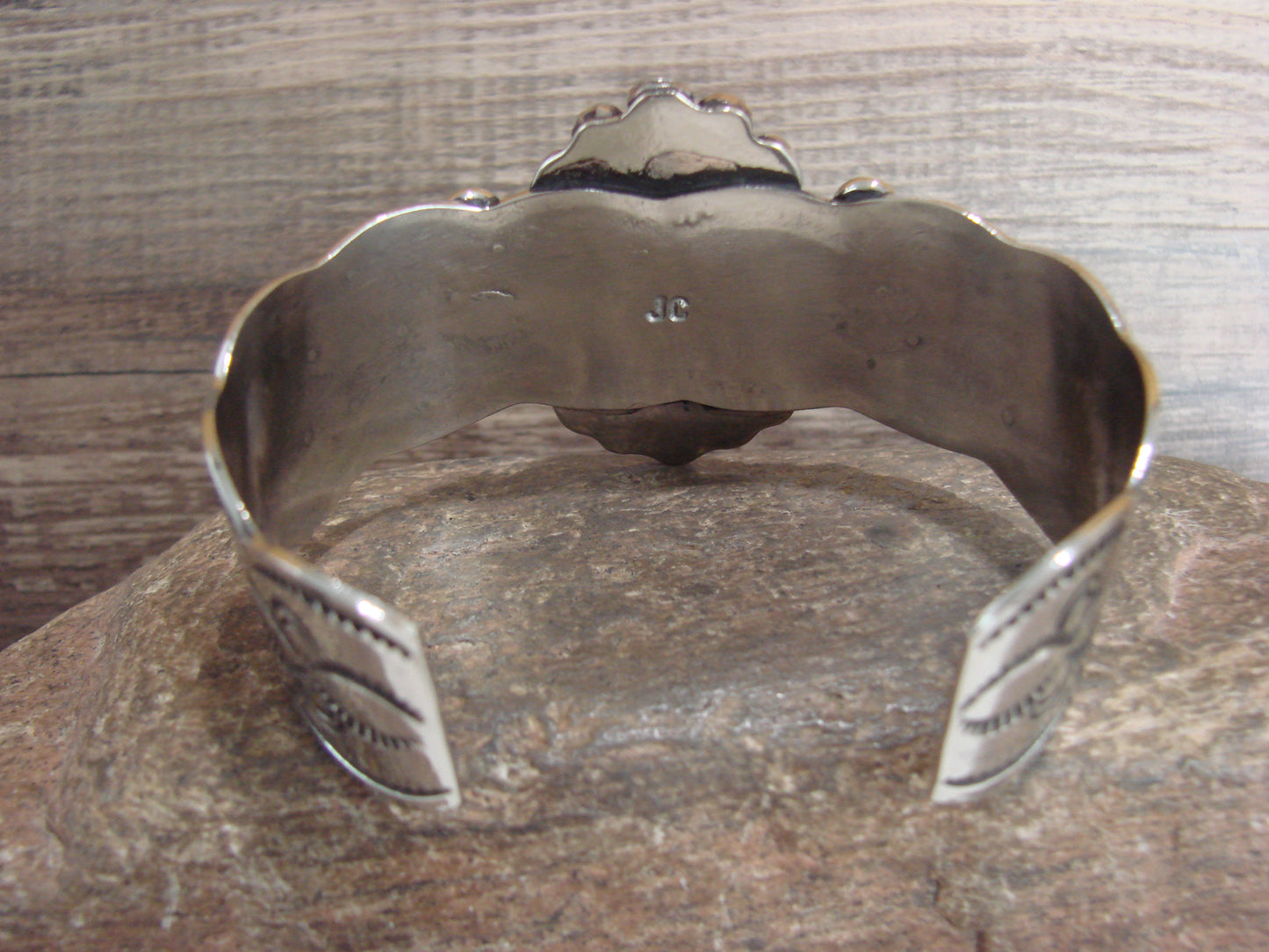 Navajo Indian Nickel Silver & Turquoise Bracelet by Cleveland