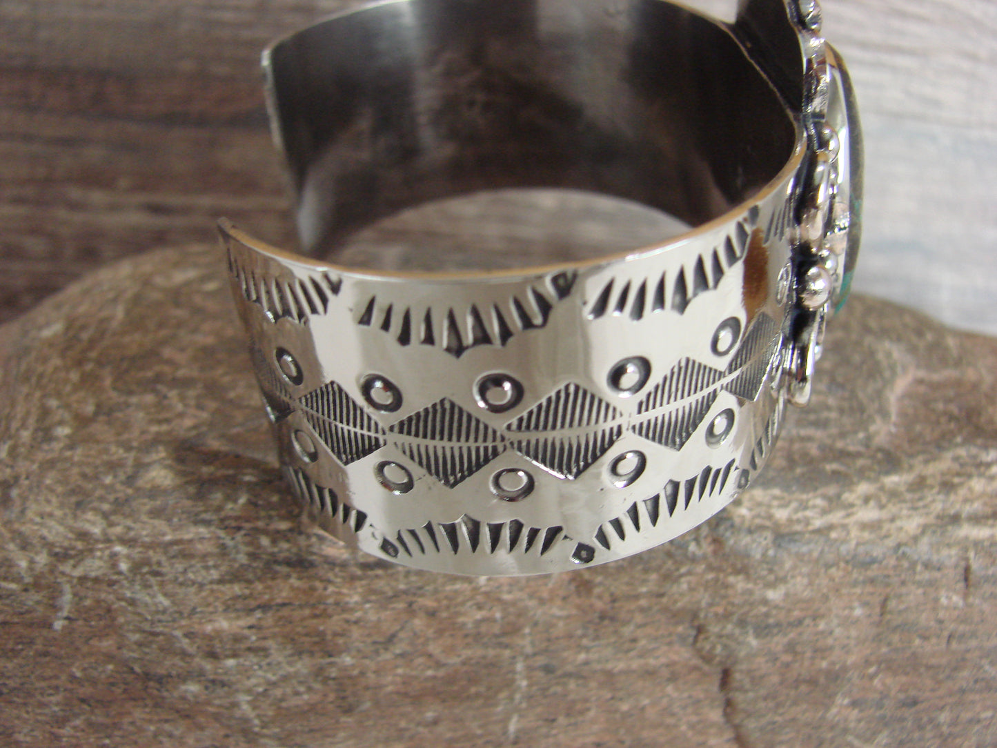 Navajo Indian Nickel Silver & Turquoise Bracelet by Cleveland