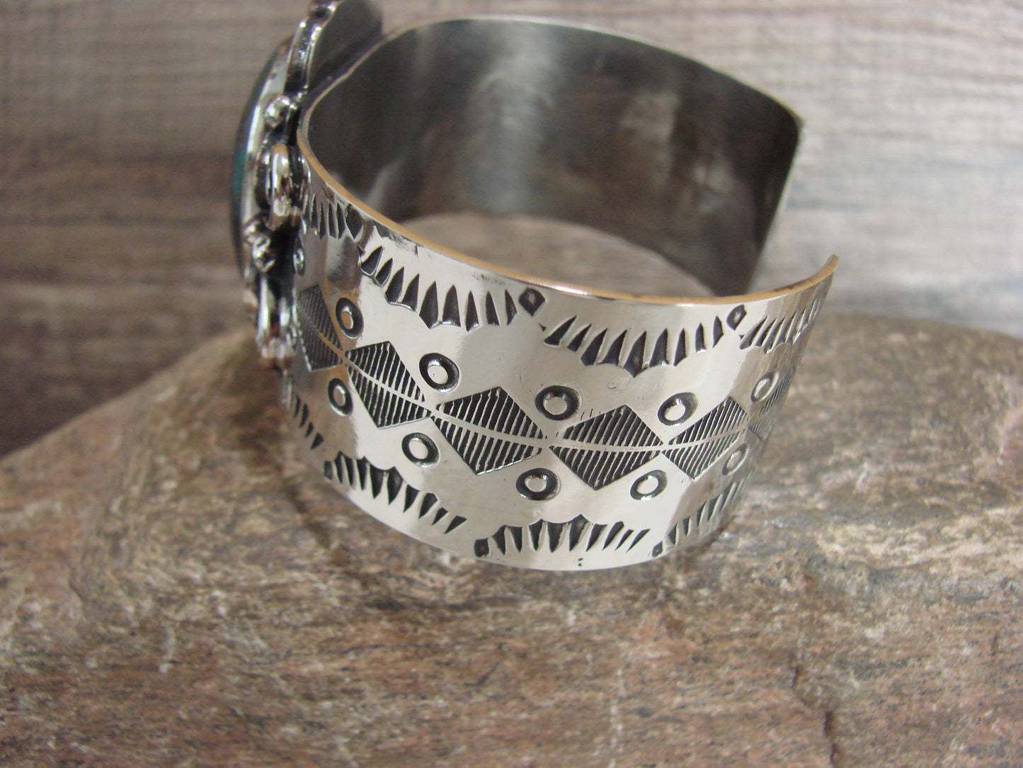 Navajo Indian Nickel Silver & Turquoise Bracelet by Cleveland