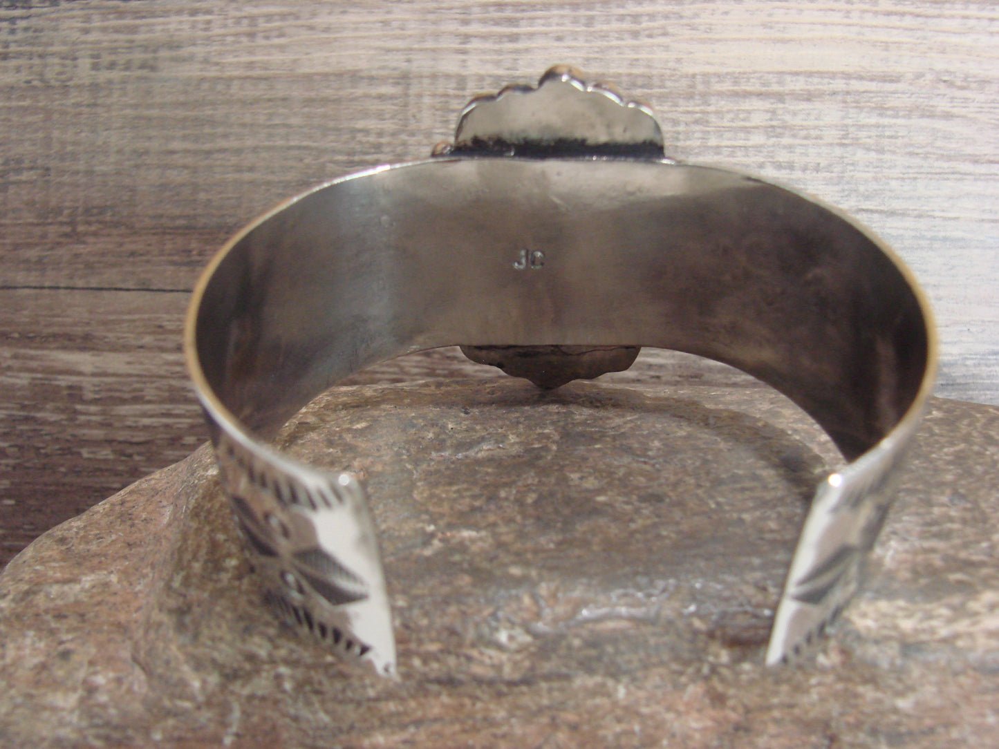 Navajo Indian Nickel Silver & Turquoise Bracelet by Cleveland