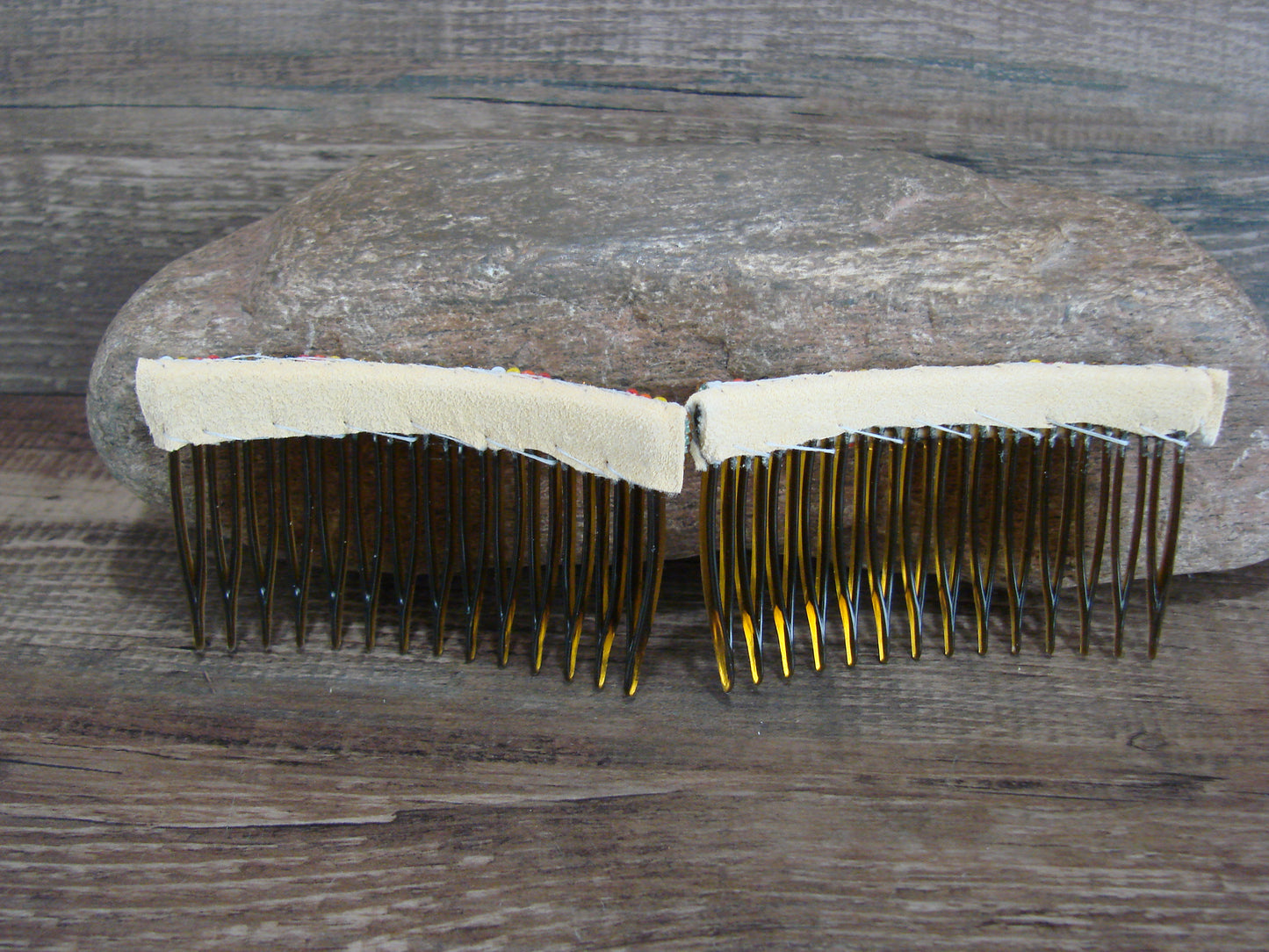 Navajo Indian Hand Beaded Hair Comb Set by Cleveland