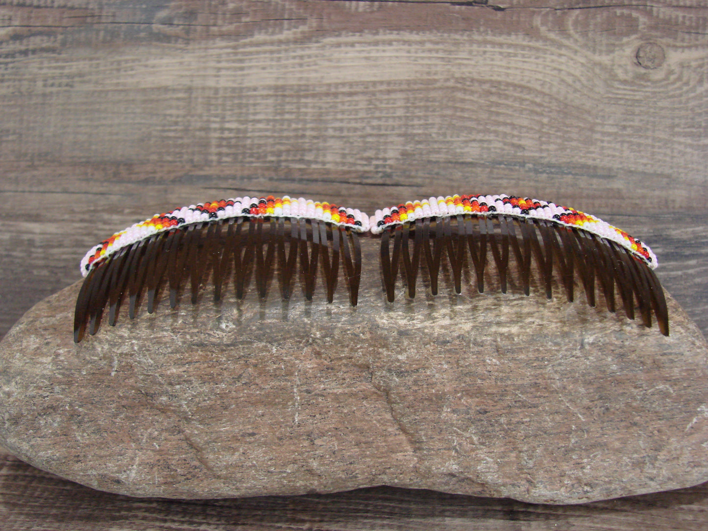 Navajo Indian Hand Beaded Hair Comb Set by Cleveland