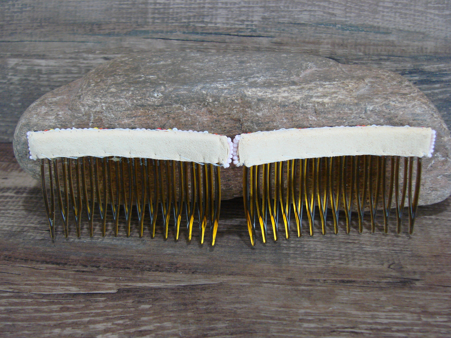Navajo Indian Hand Beaded Hair Comb Set by Cleveland