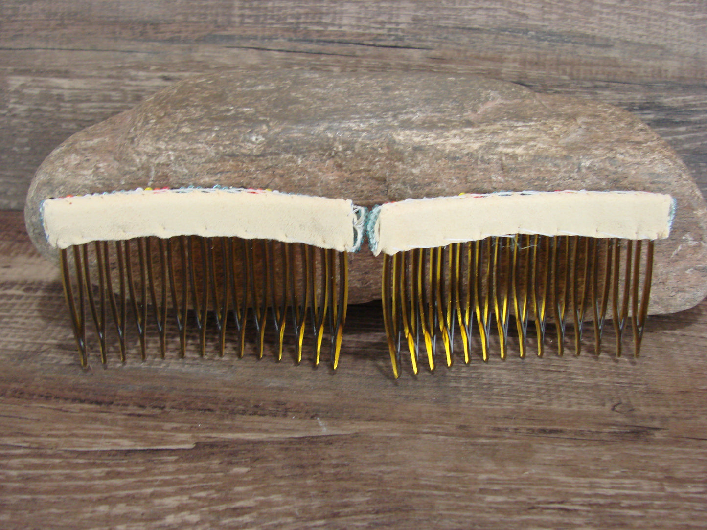 Navajo Indian Hand Beaded Hair Comb Set by Cleveland