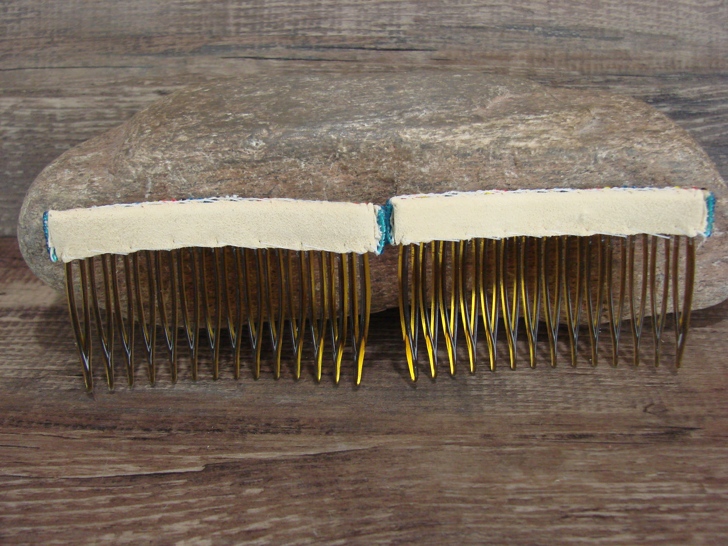 Navajo Indian Hand Beaded Hair Comb Set by Cleveland