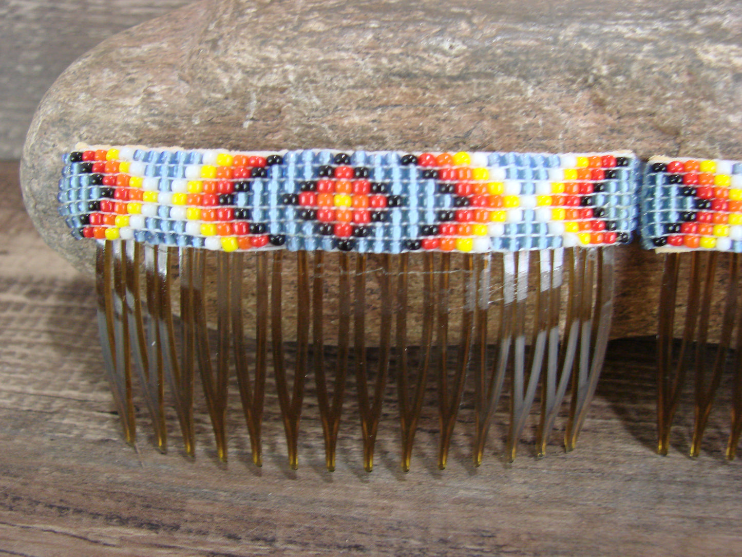 Navajo Indian Hand Beaded Hair Comb Set by Cleveland