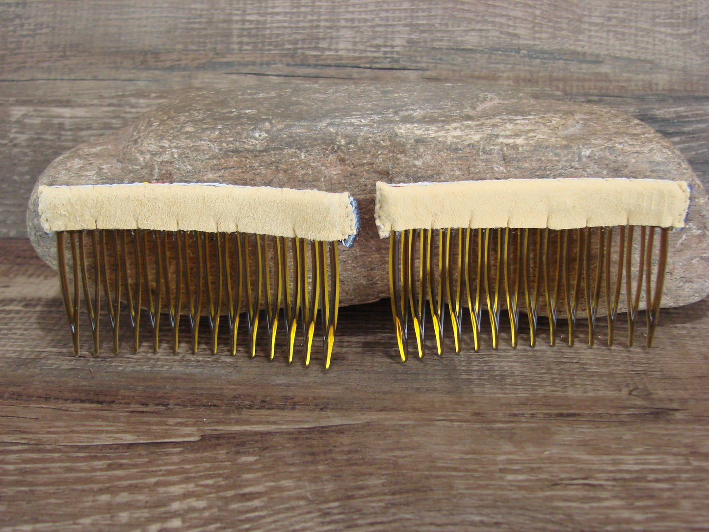 Navajo Indian Hand Beaded Hair Comb Set by Cleveland