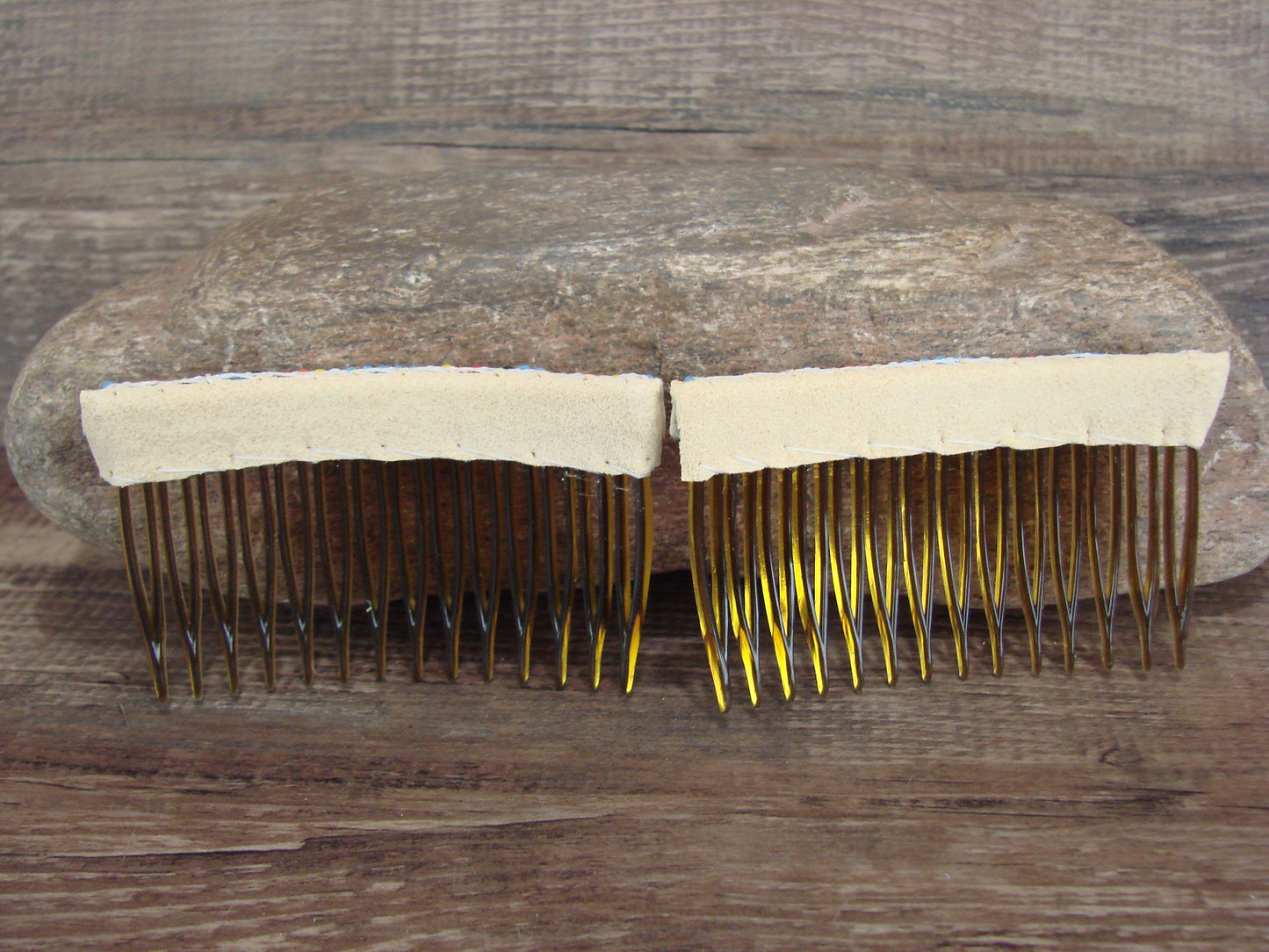 Navajo Indian Hand Beaded Hair Comb Set by Cleveland