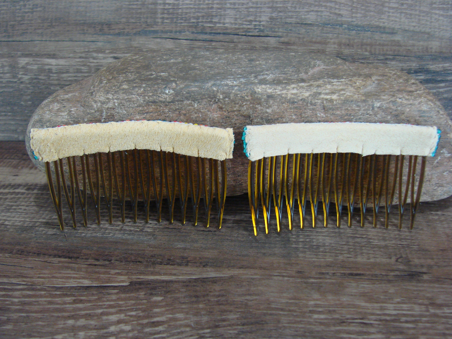 Navajo Indian Hand Beaded Hair Comb Set by Cleveland