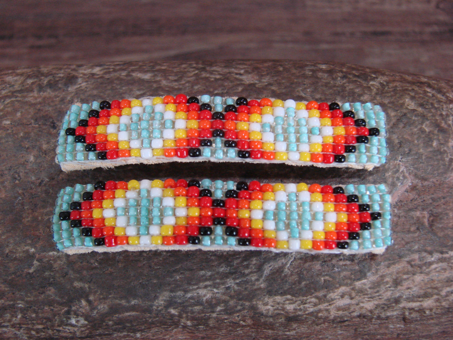 Navajo Indian Hand Beaded Hair Barrette Set by Cleveland
