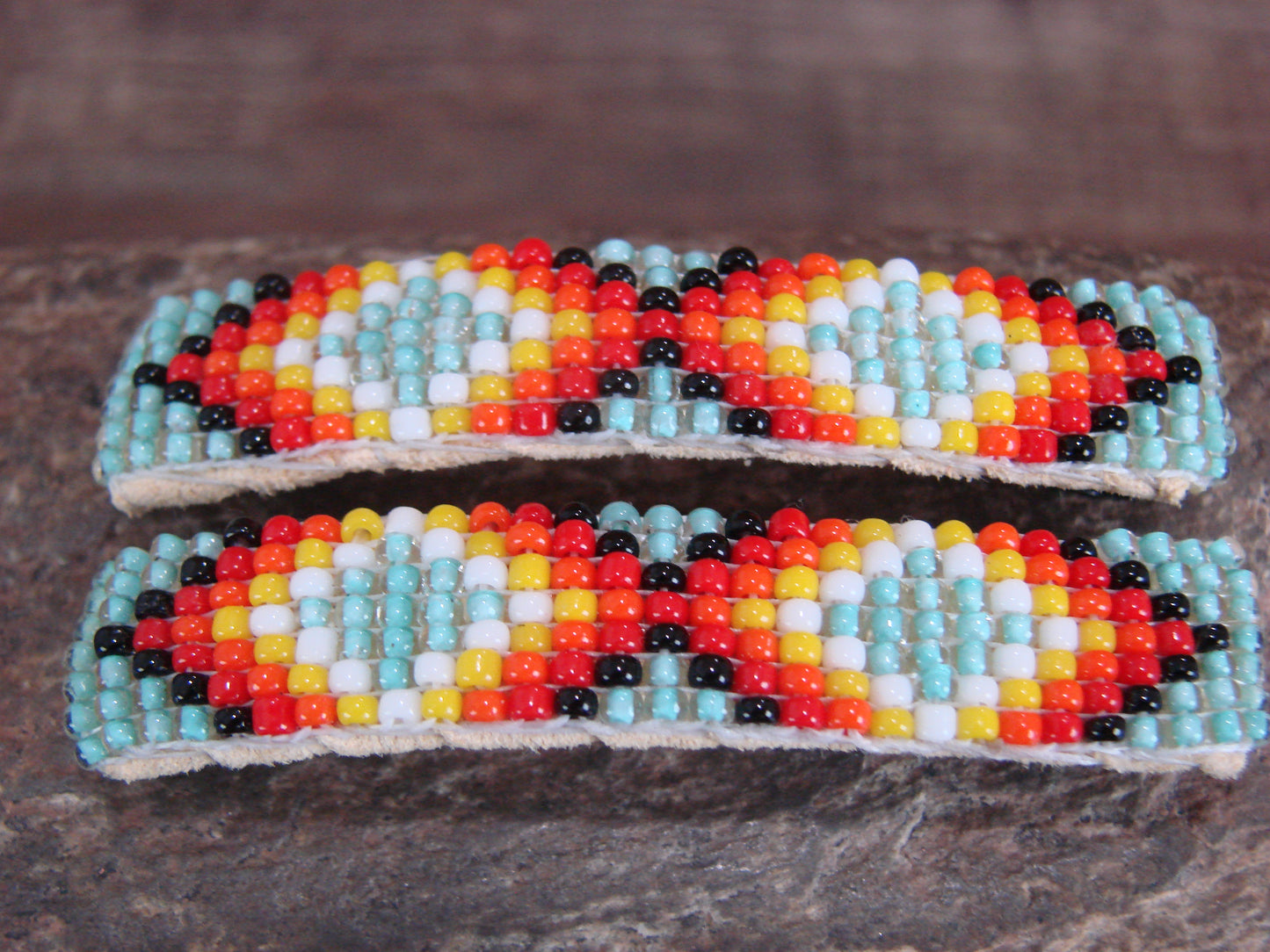 Navajo Indian Hand Beaded Hair Barrette Set by Cleveland