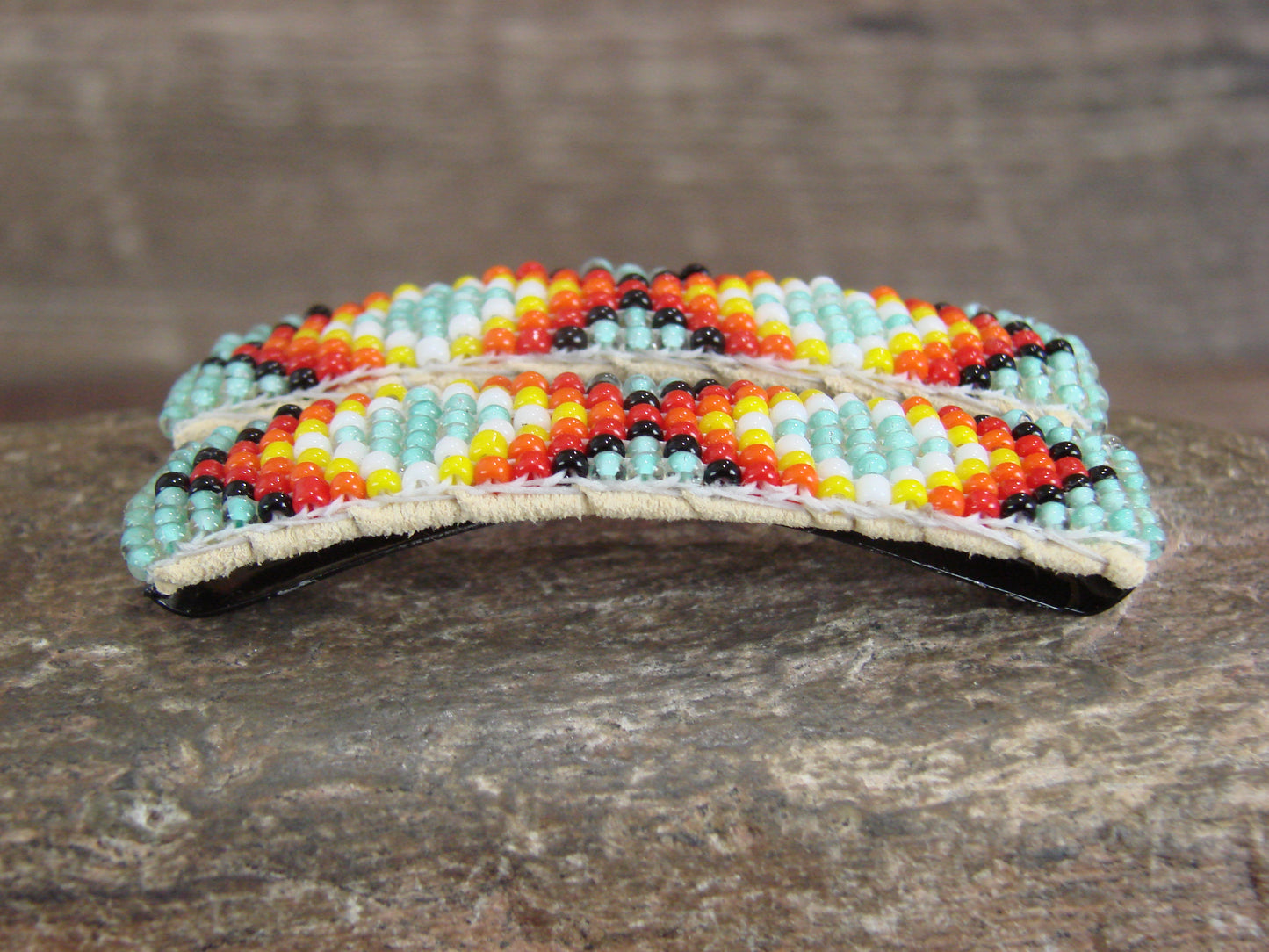 Navajo Indian Hand Beaded Hair Barrette Set by Cleveland