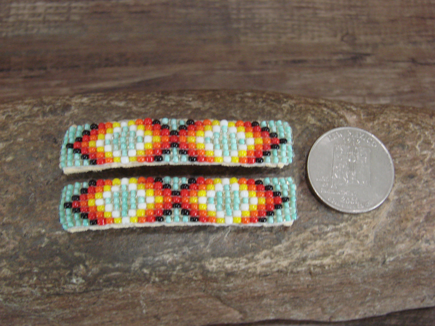 Navajo Indian Hand Beaded Hair Barrette Set by Cleveland