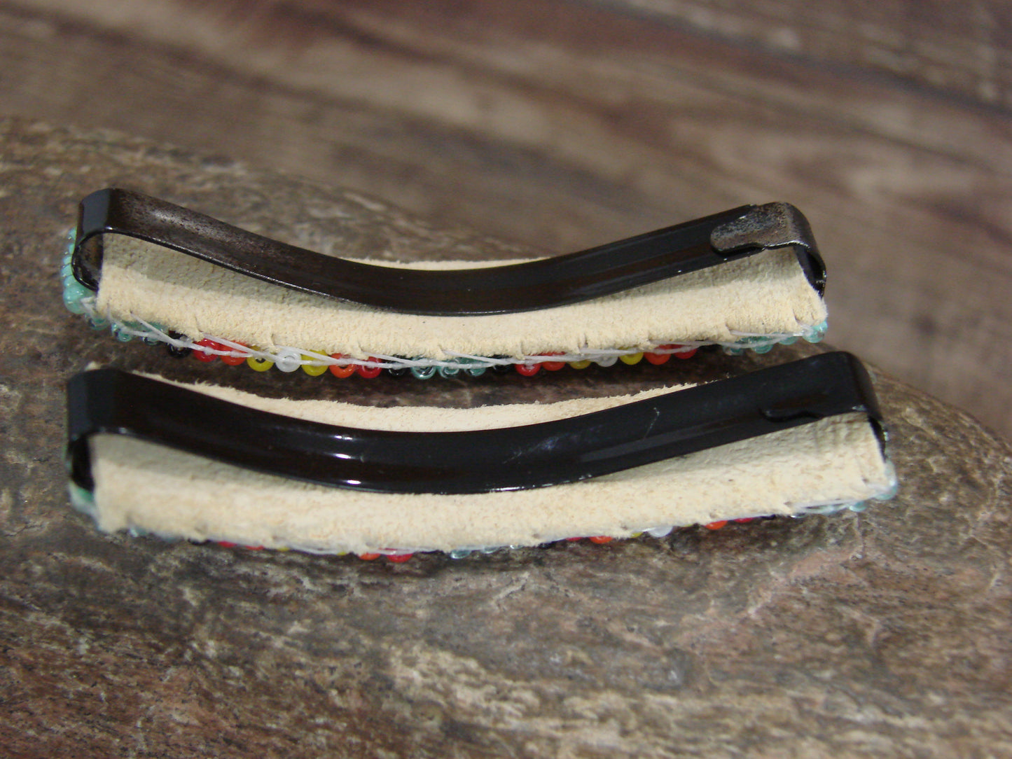 Navajo Indian Hand Beaded Hair Barrette Set by Cleveland
