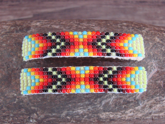 Navajo Indian Hand Beaded Hair Barrette Set by Cleveland