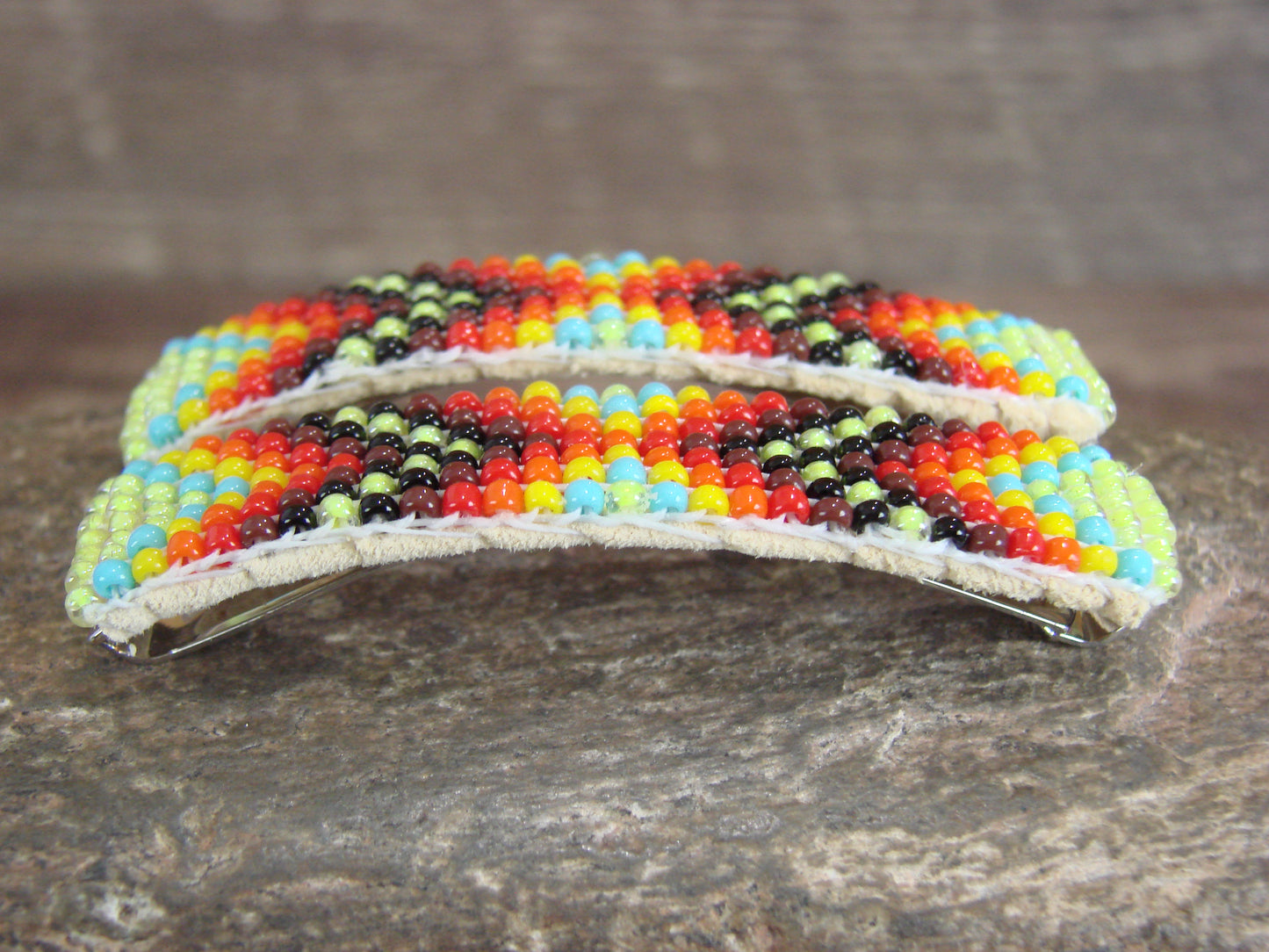 Navajo Indian Hand Beaded Hair Barrette Set by Cleveland