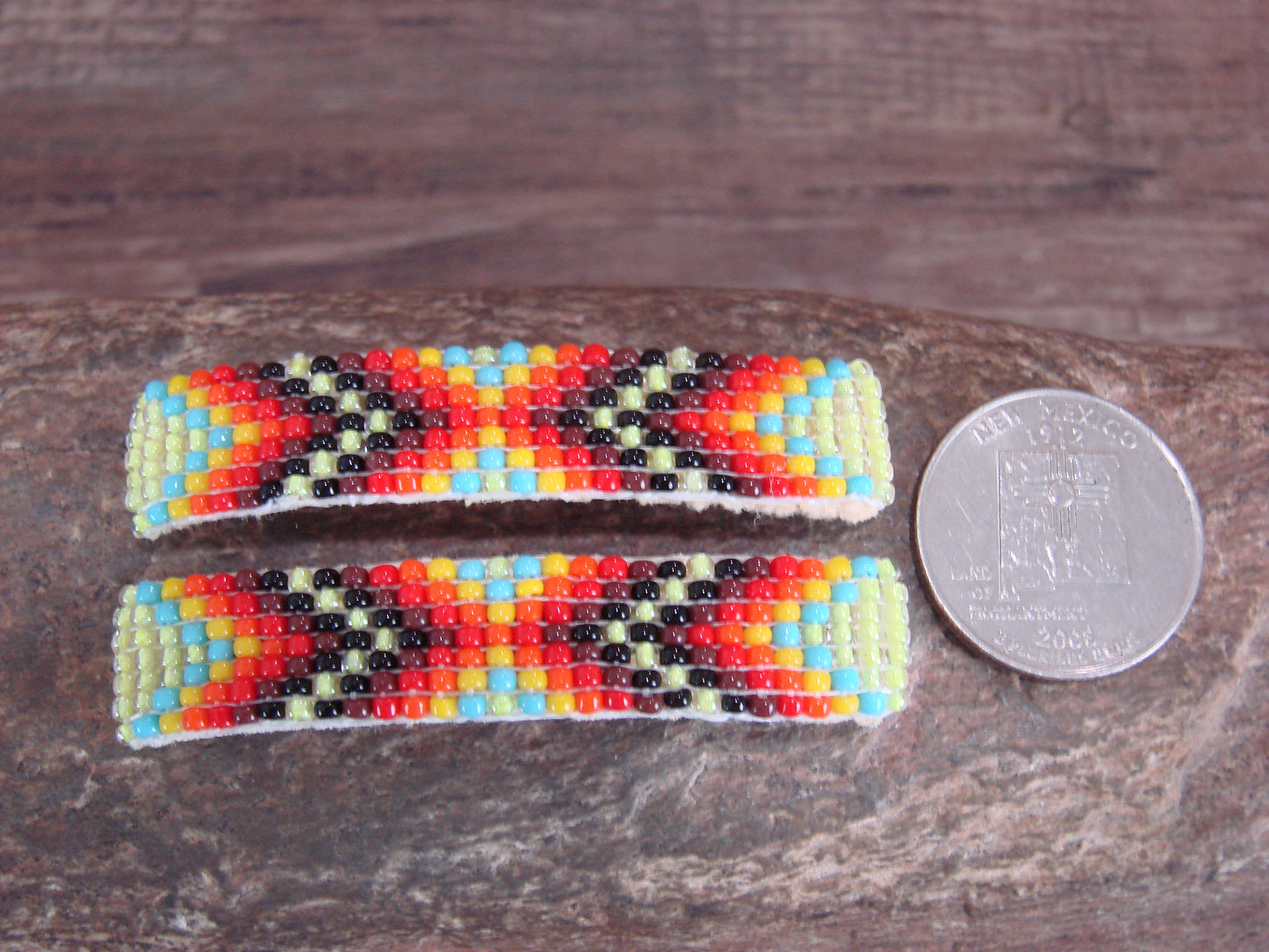 Navajo Indian Hand Beaded Hair Barrette Set by Cleveland