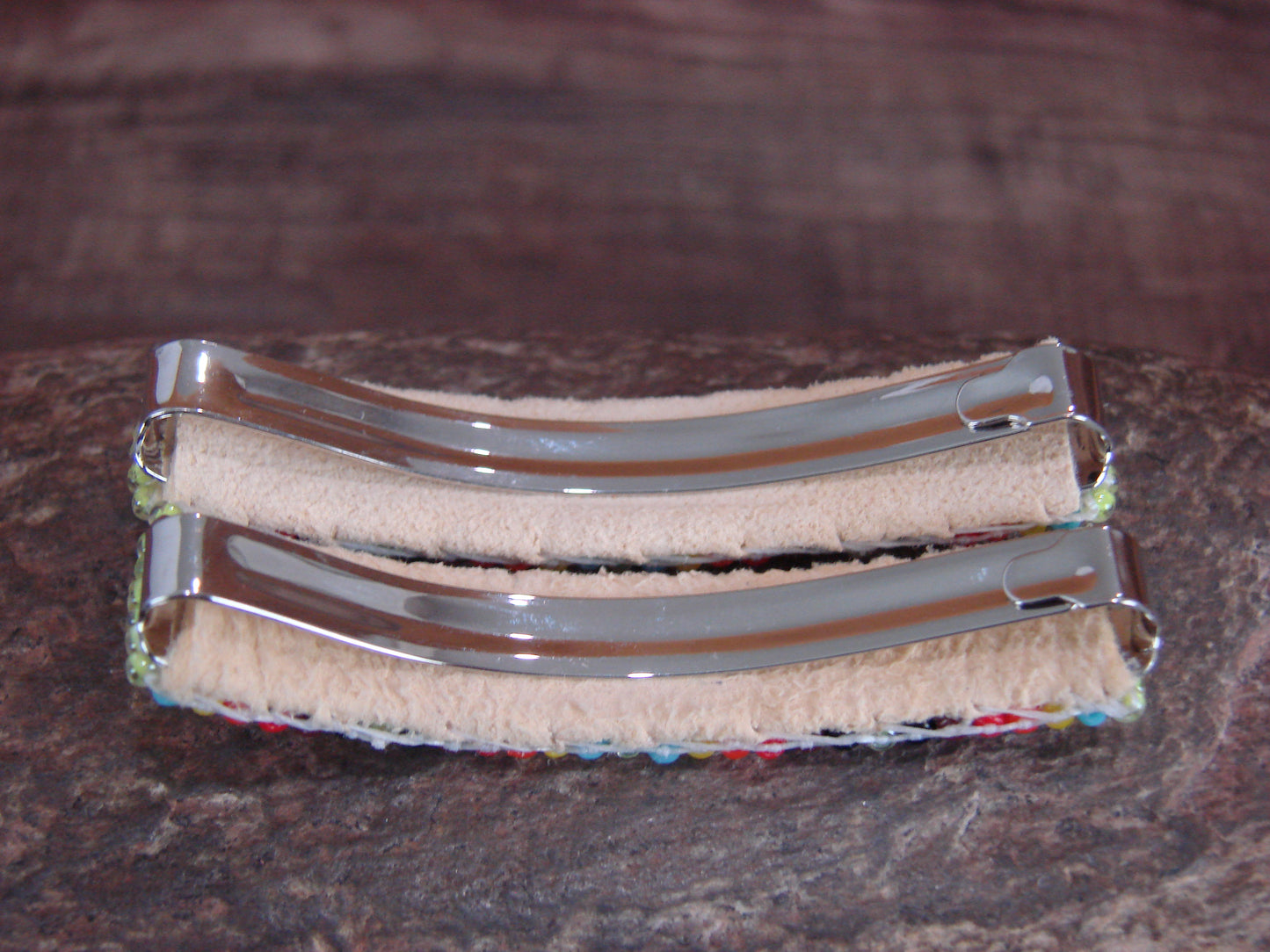 Navajo Indian Hand Beaded Hair Barrette Set by Cleveland