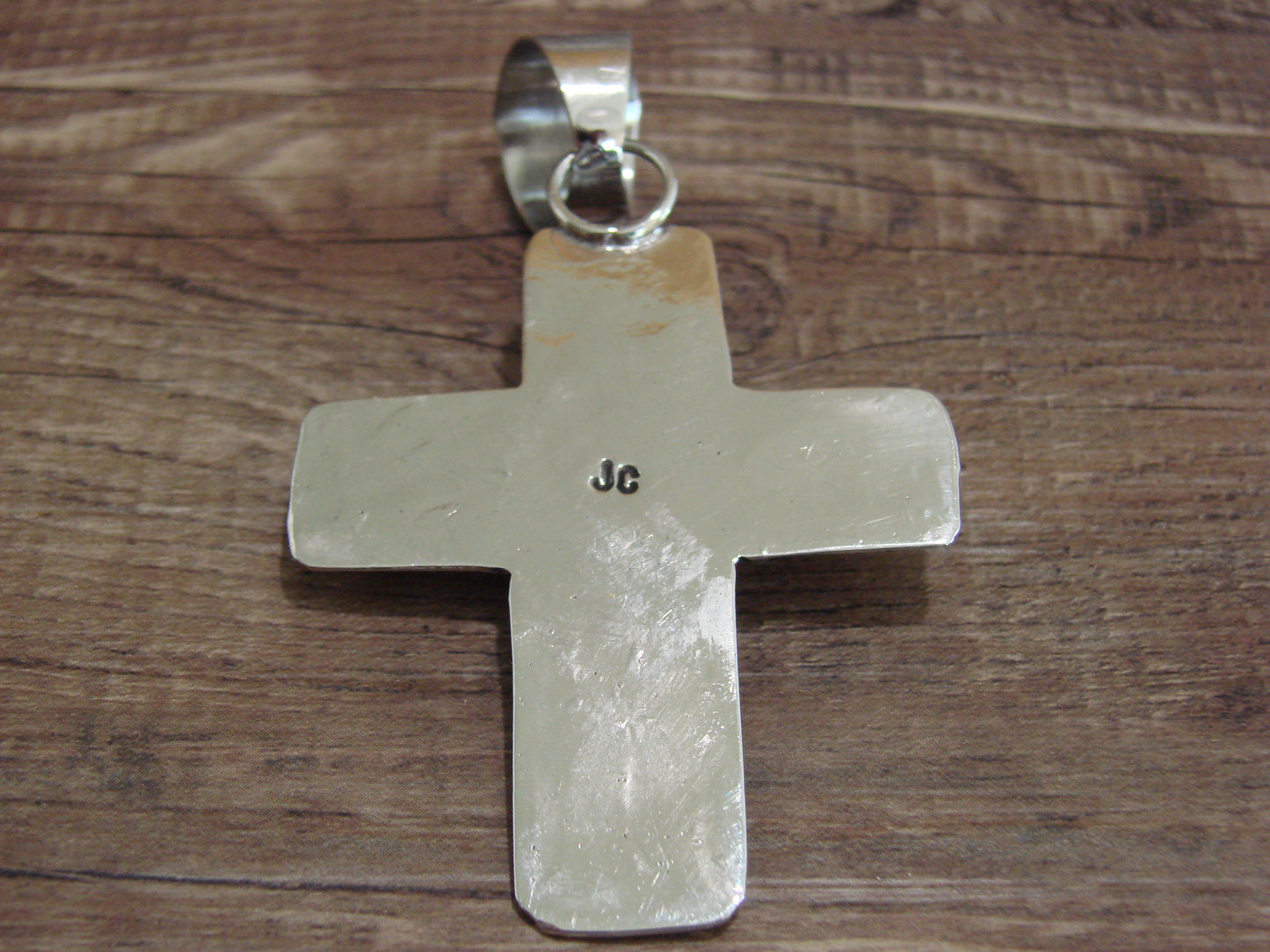 Large Navajo Nickel Silver & Turquoise Cross Pendant - Cleveland