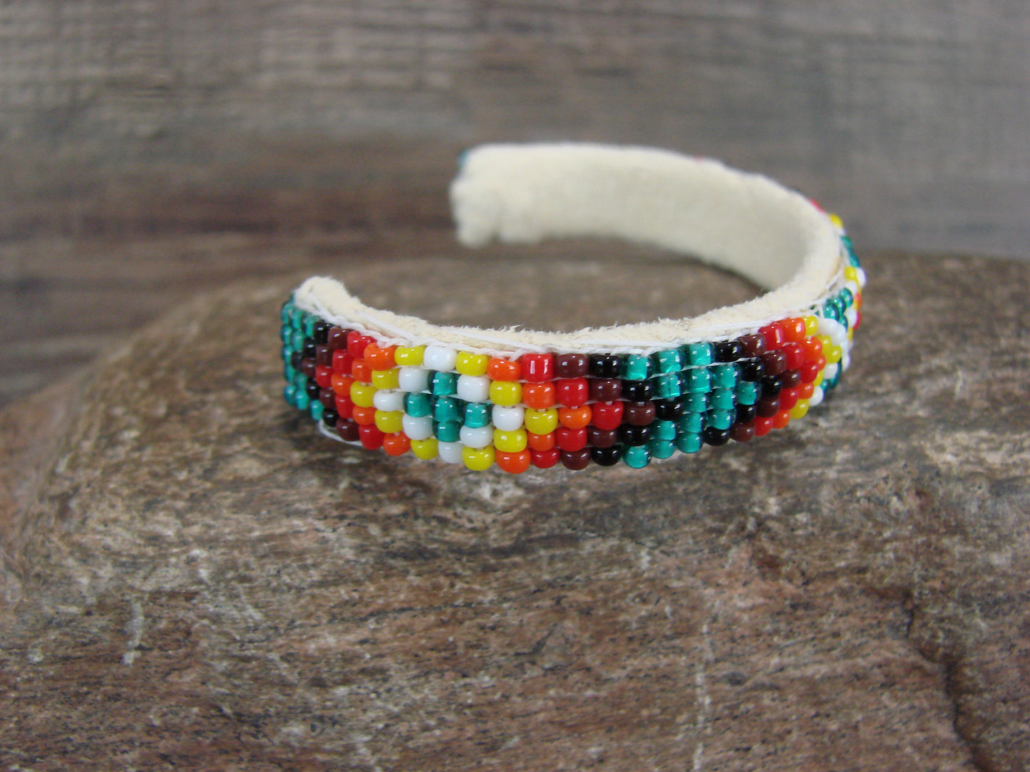 Navajo Indian Hand Beaded Baby / Child's Bracelet by Jackie Cleveland