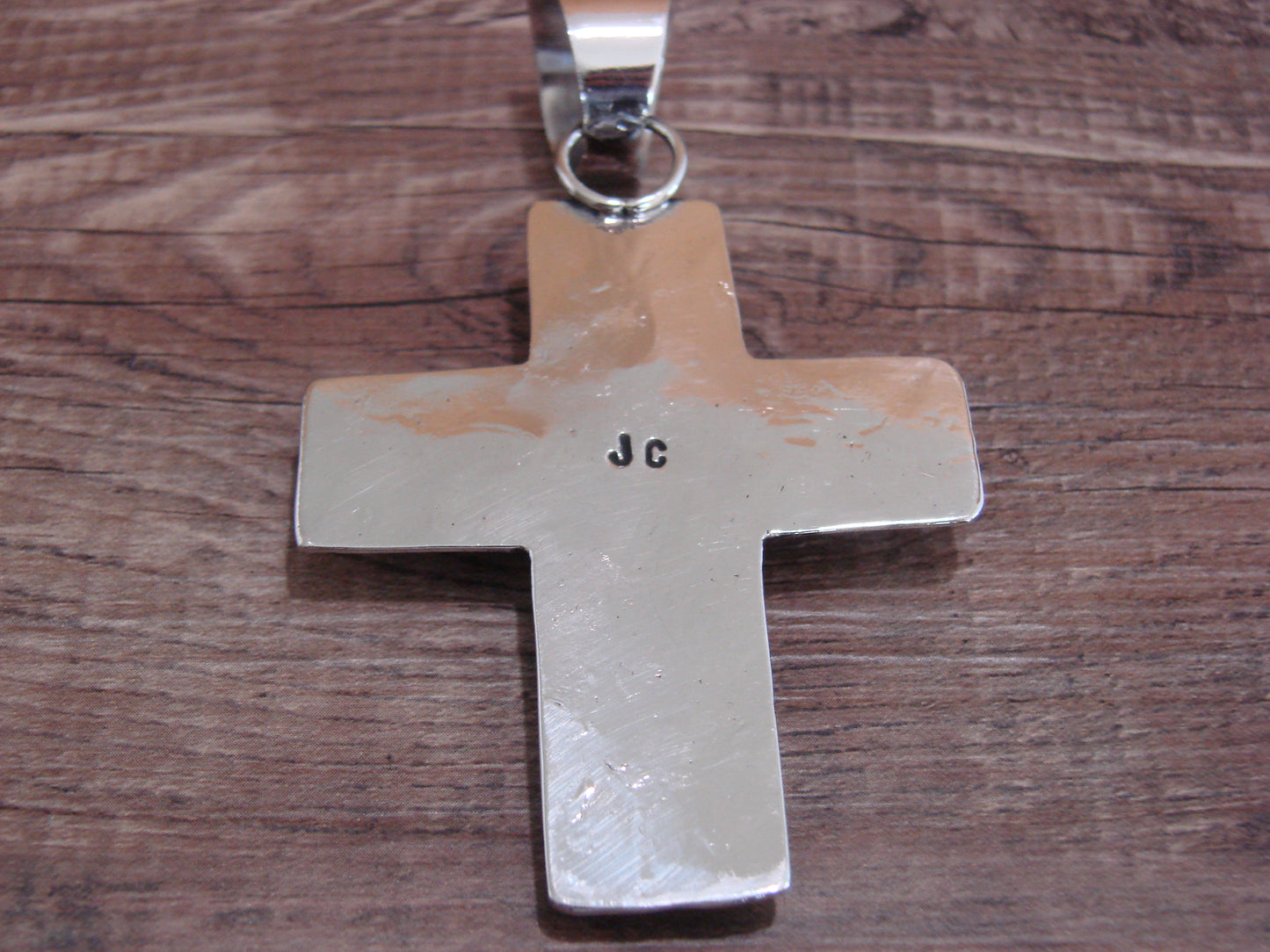 Large Navajo Nickel Silver & Turquoise Cross Pendant - Cleveland