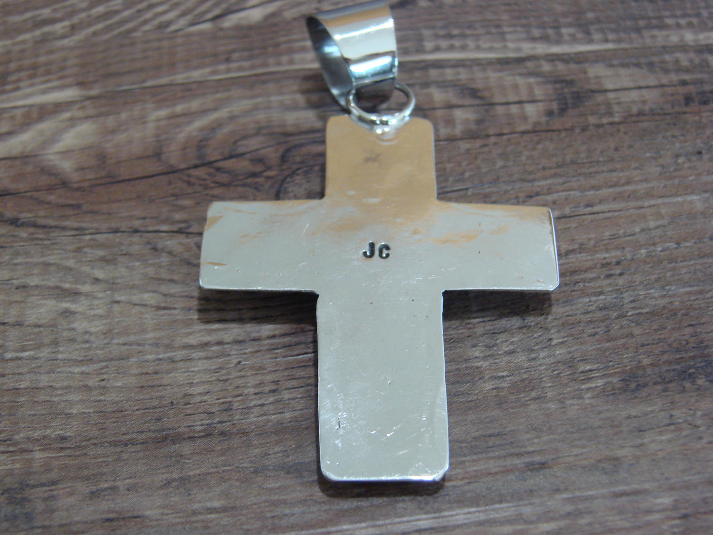 Large Navajo Nickel Silver & Turquoise Cross Pendant - Cleveland