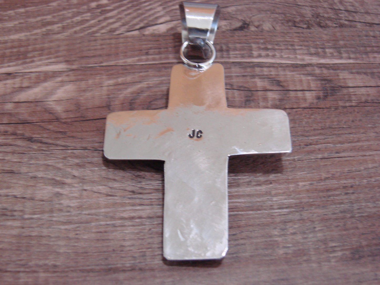 Large Navajo Nickel Silver & Turquoise Cross Pendant - Cleveland