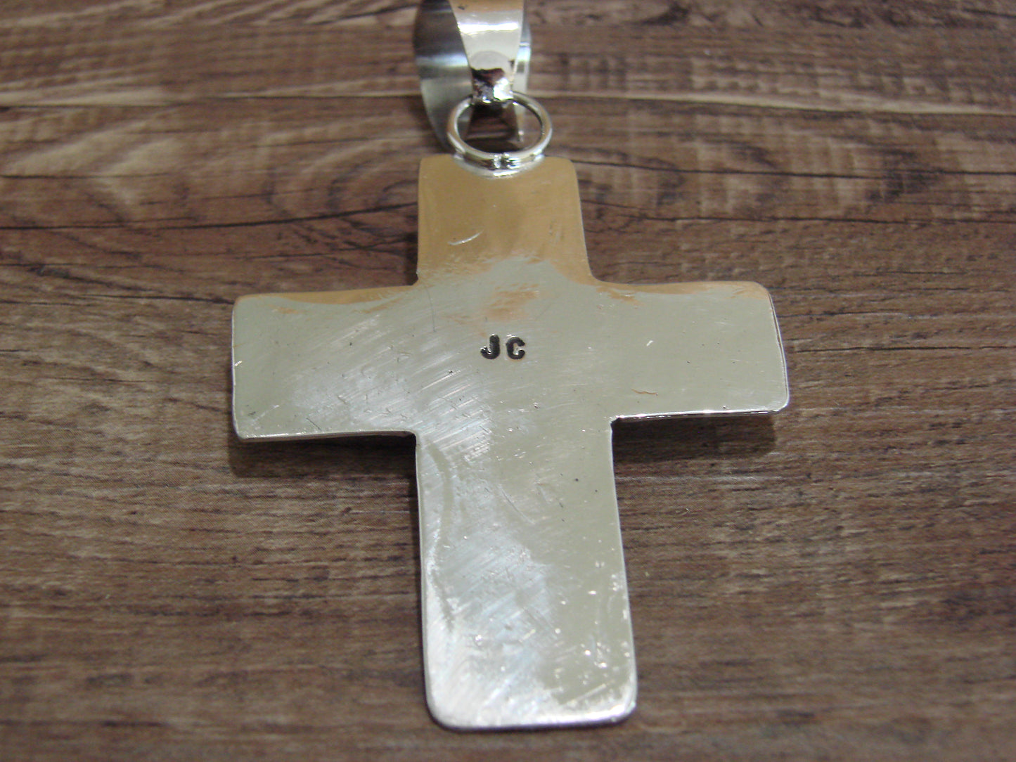 Large Navajo Nickel Silver & Turquoise Cross Pendant - Cleveland