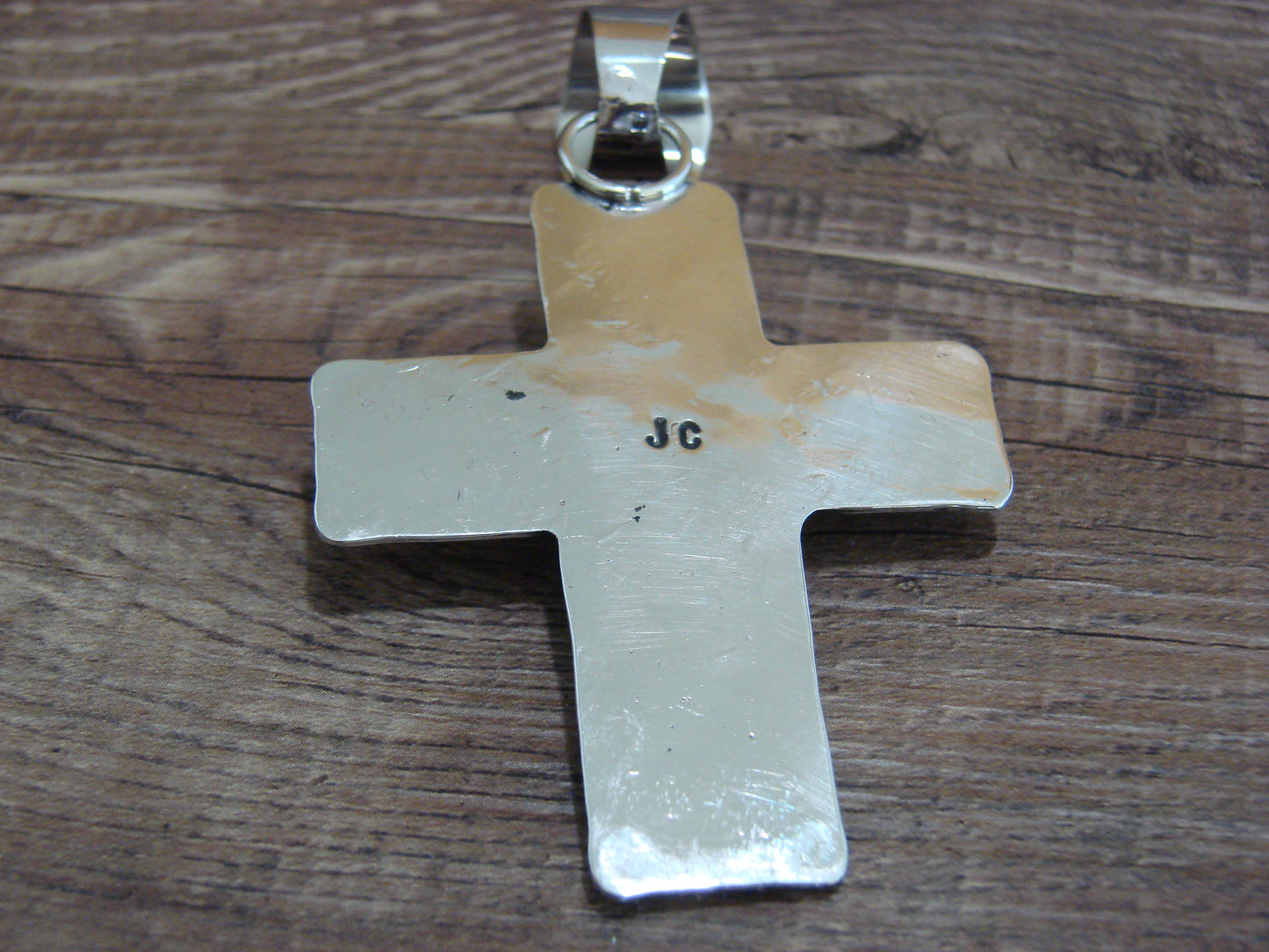Large Navajo Nickel Silver & Turquoise Cross Pendant - Cleveland