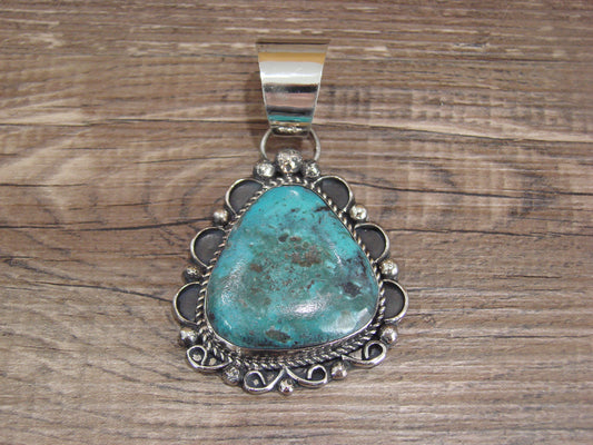 Navajo Indian Nickel Silver & Turquoise Pendant - Cleveland
