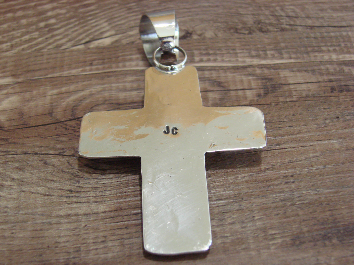 Large Navajo Nickel Silver & Turquoise Cross Pendant - Cleveland