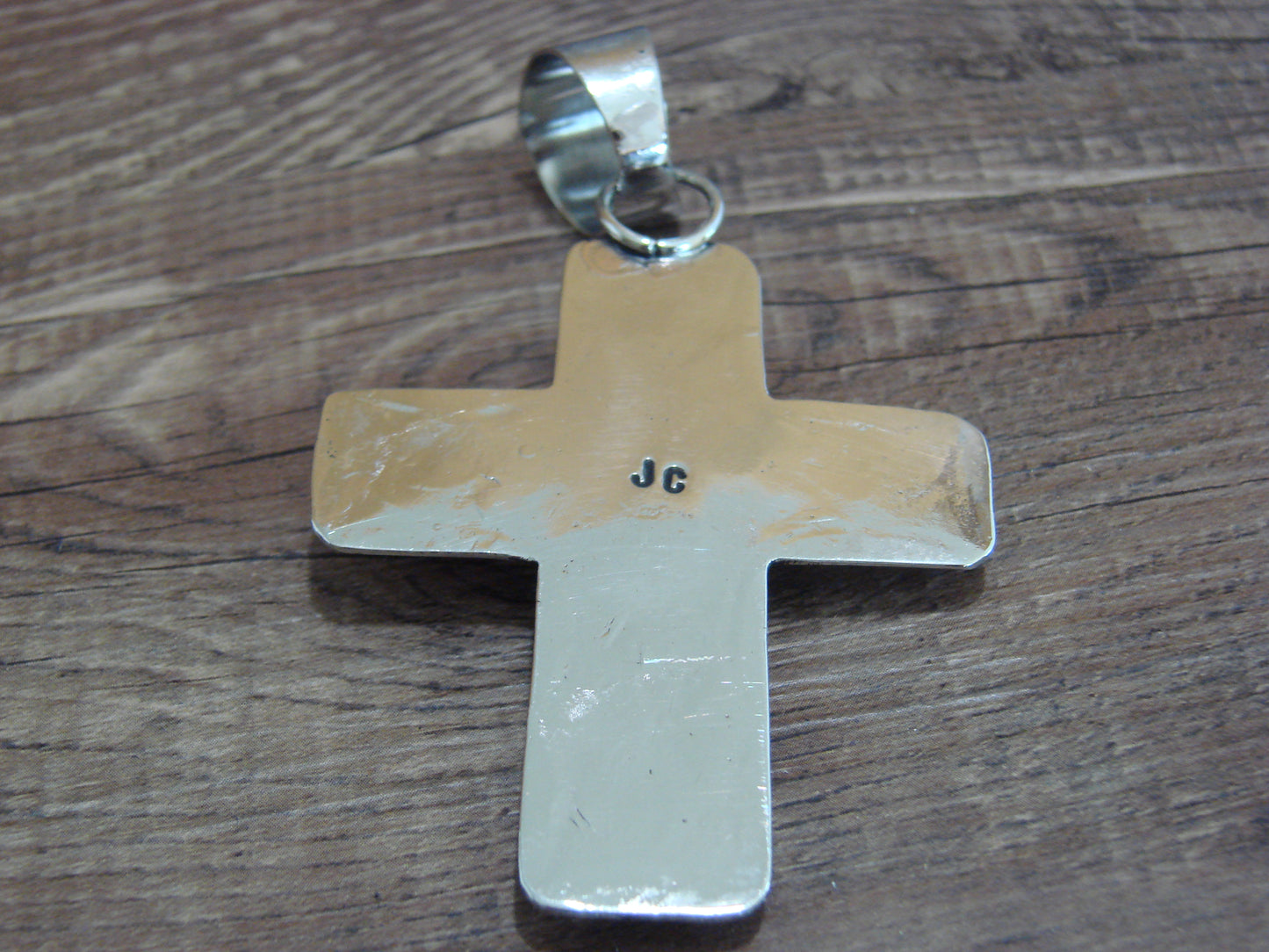 Large Navajo Nickel Silver & Turquoise Cross Pendant - Cleveland