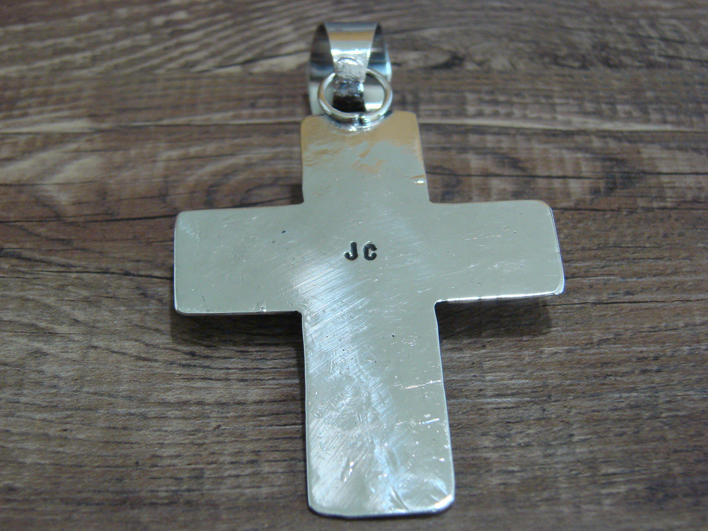 Large Navajo Nickel Silver & Turquoise Cross Pendant - Cleveland