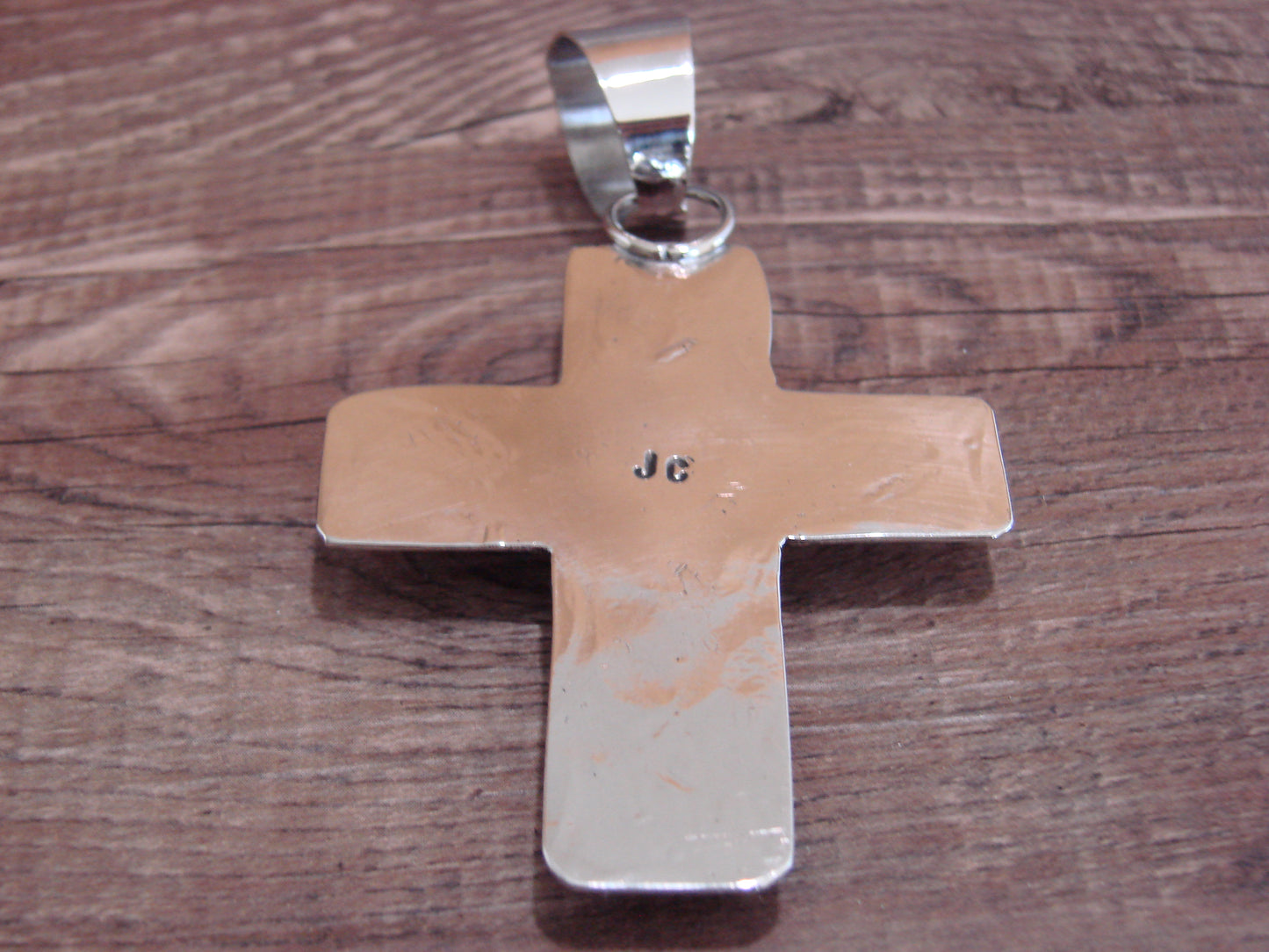 Large Navajo Nickel Silver & Turquoise Cross Pendant - Cleveland