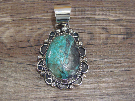 Navajo Indian Nickel Silver & Turquoise Pendant - Cleveland