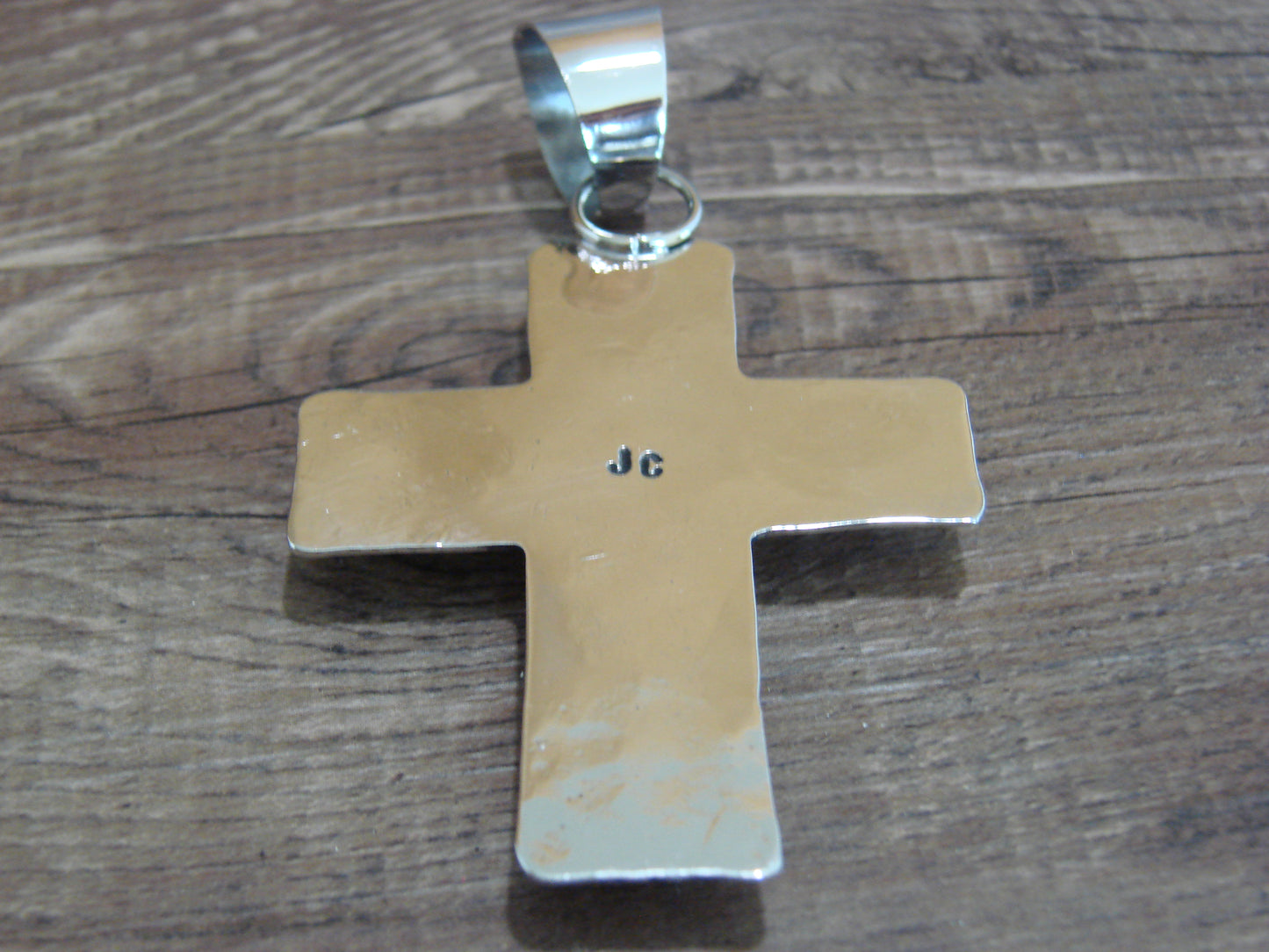 Large Navajo Nickel Silver & Turquoise Cross Pendant - Cleveland