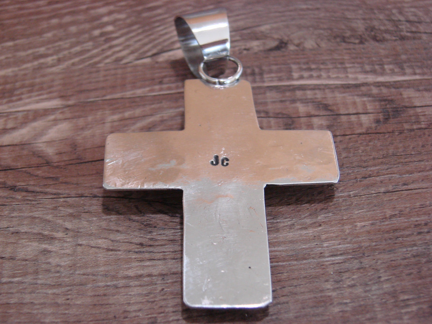 Large Navajo Nickel Silver & Turquoise Cross Pendant - Cleveland
