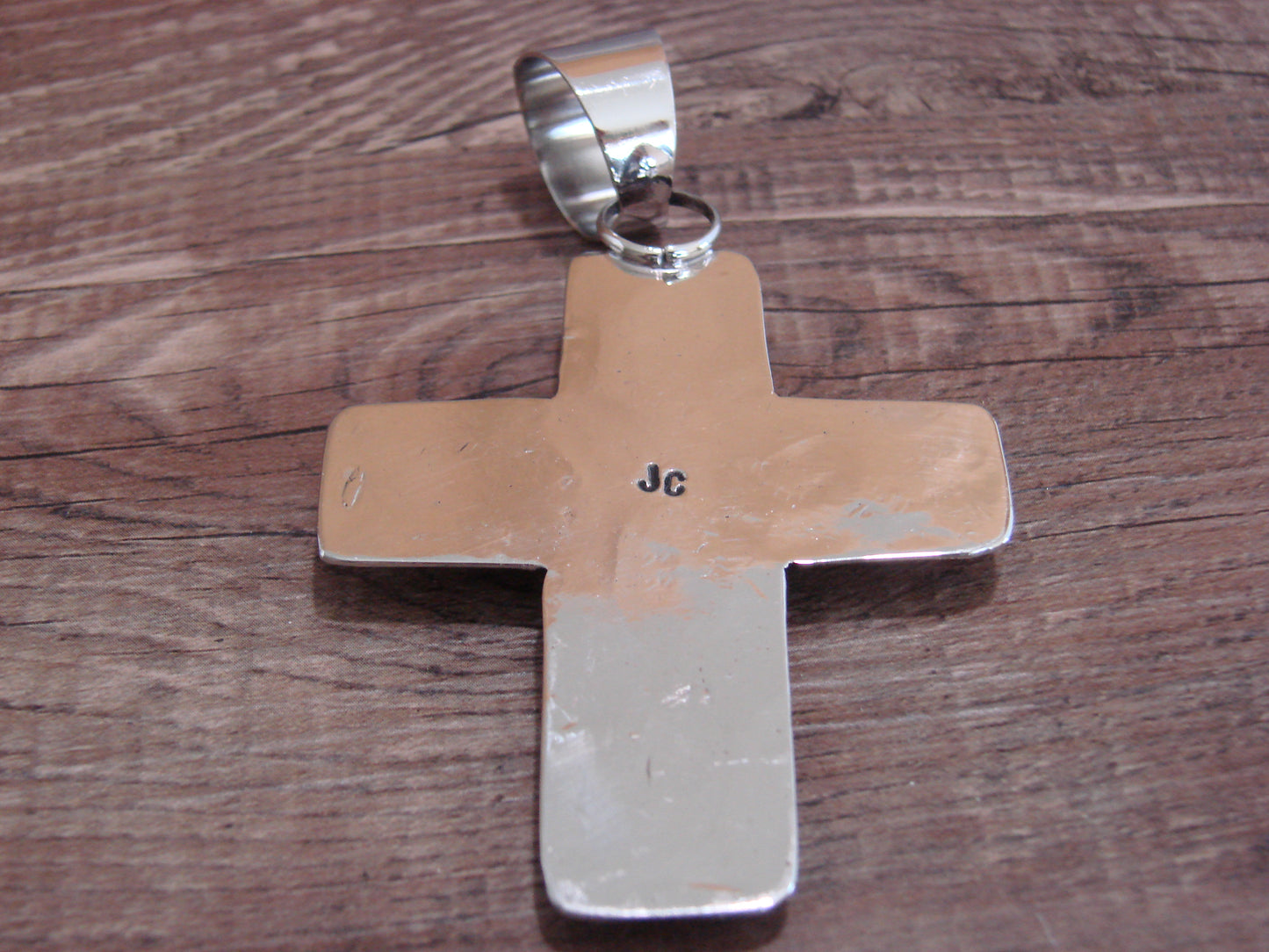 Large Navajo Nickel Silver & Turquoise Cross Pendant - Cleveland