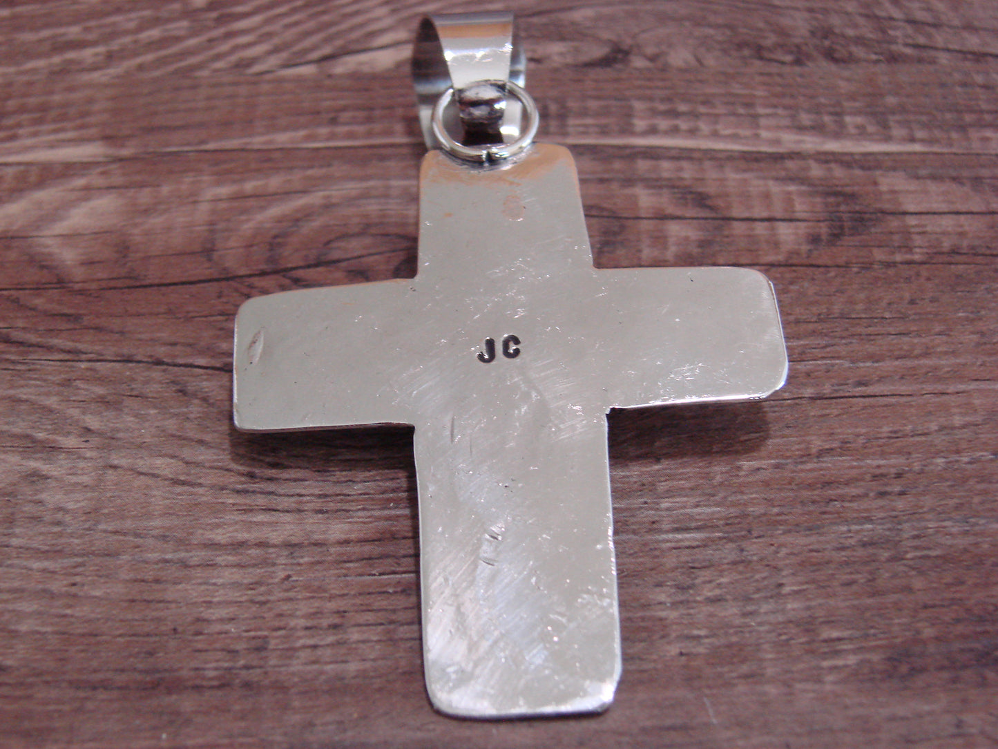 Large Navajo Nickel Silver & Turquoise Cross Pendant - Cleveland