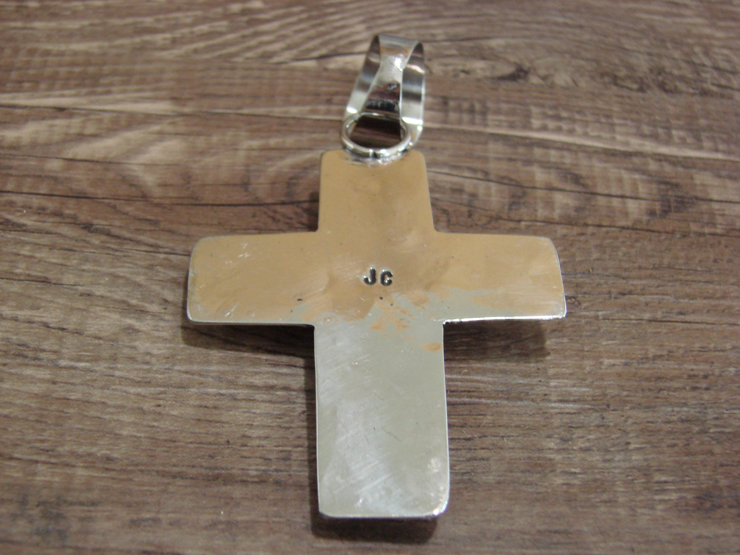 Large Navajo Nickel Silver & Turquoise Cross Pendant - Cleveland