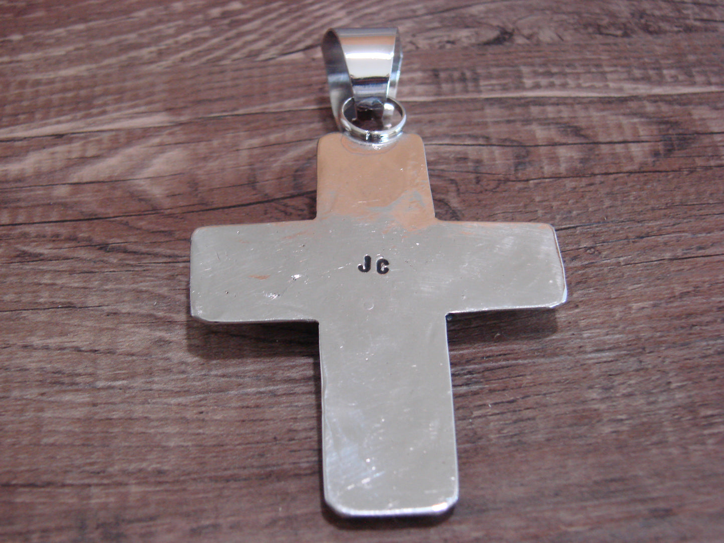 Large Navajo Nickel Silver & Turquoise Cross Pendant - Cleveland