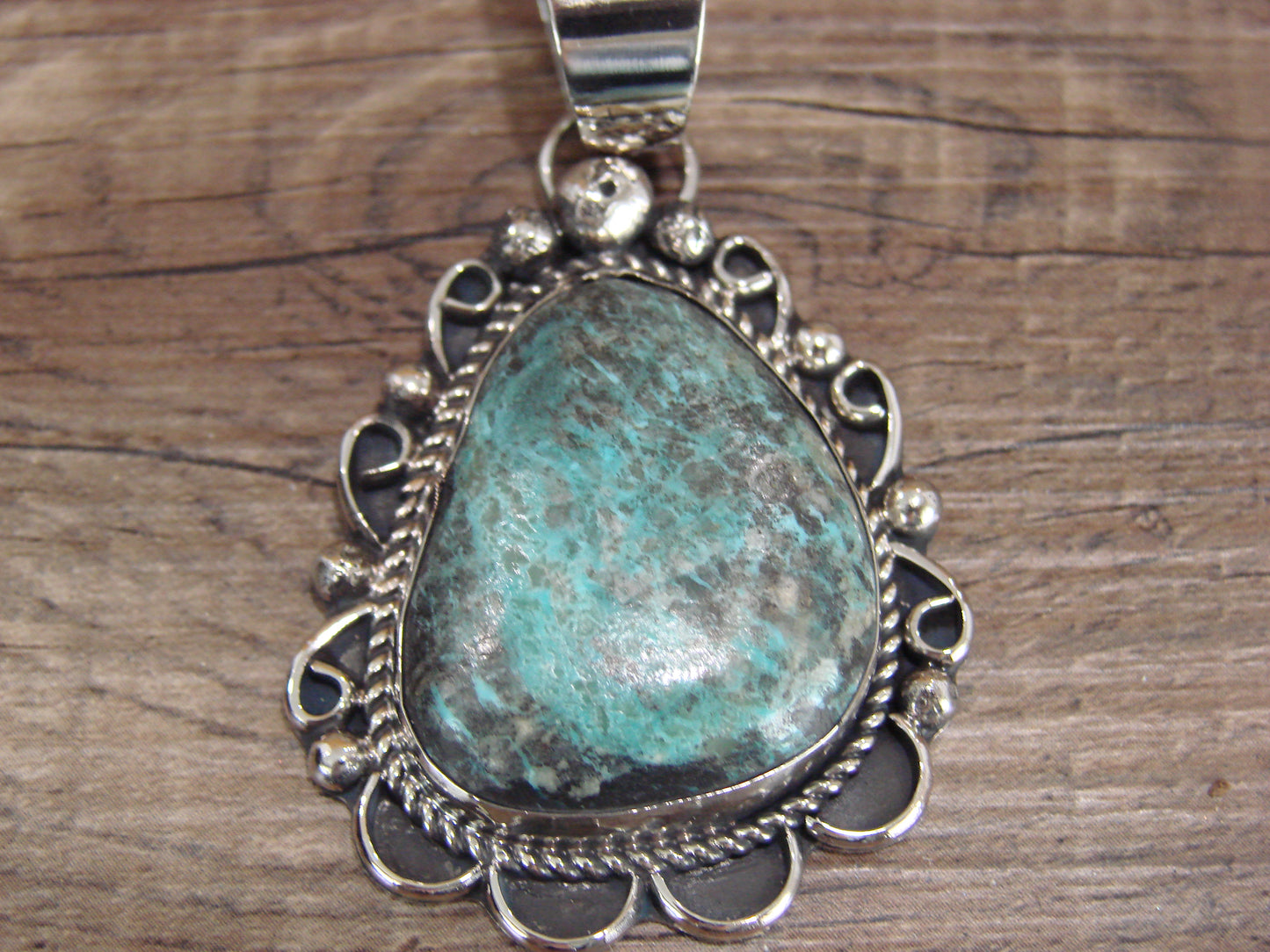Navajo Indian Nickel Silver & Turquoise Pendant - Cleveland
